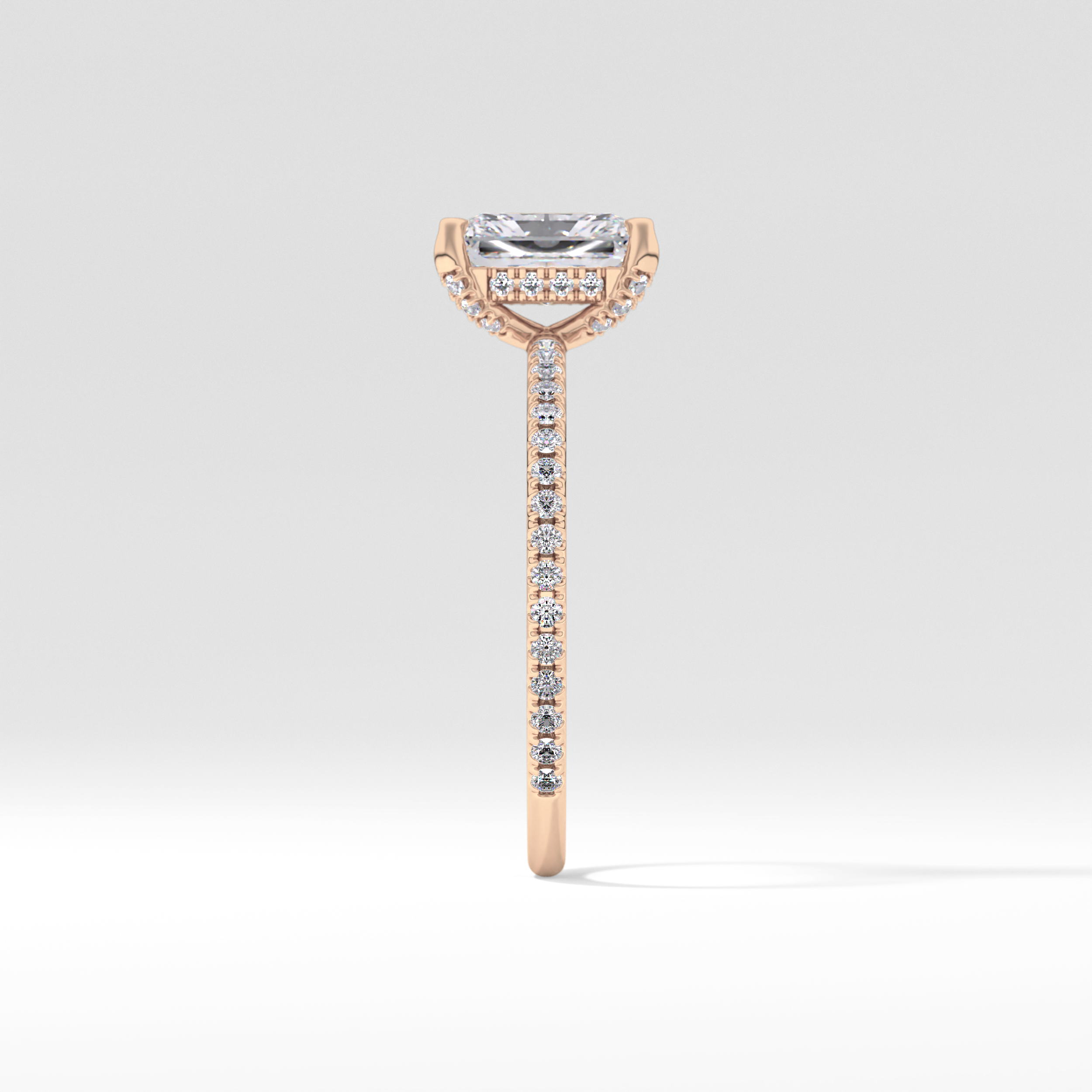 Radiant Hidden Halo & Pave Lab Grown Diamond Engagement Ring
