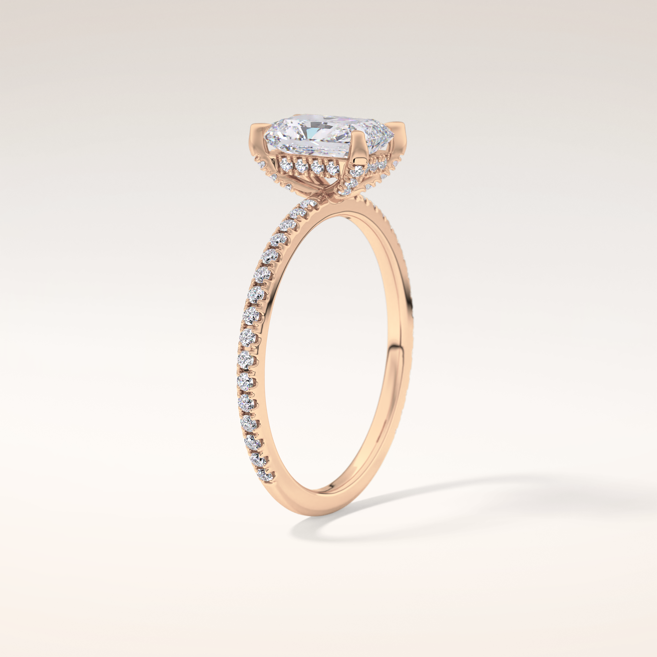 1.21 CT Radiant Shaped Hidden Halo & Pave Moissanite Engagement Ring