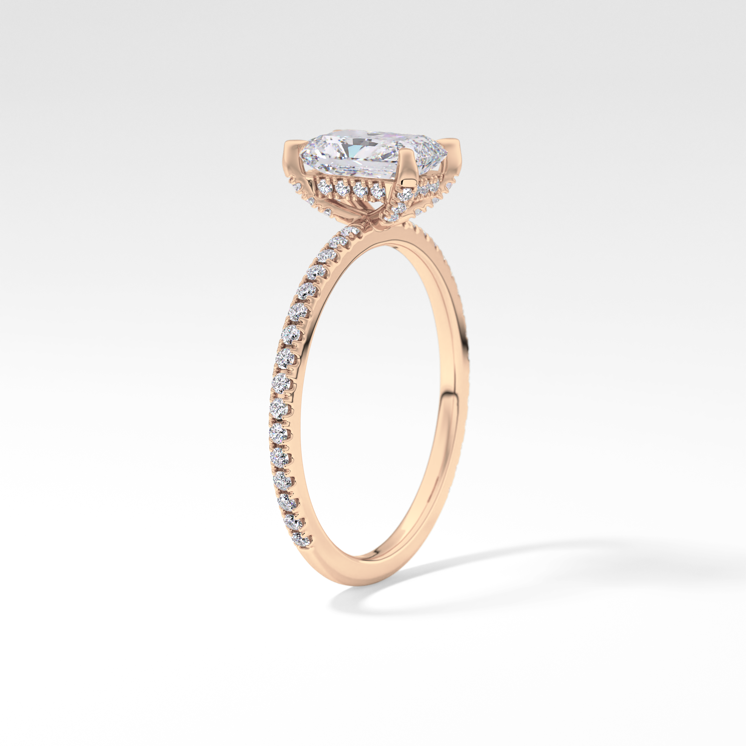 Radiant Hidden Halo & Pave Lab Grown Diamond Engagement Ring