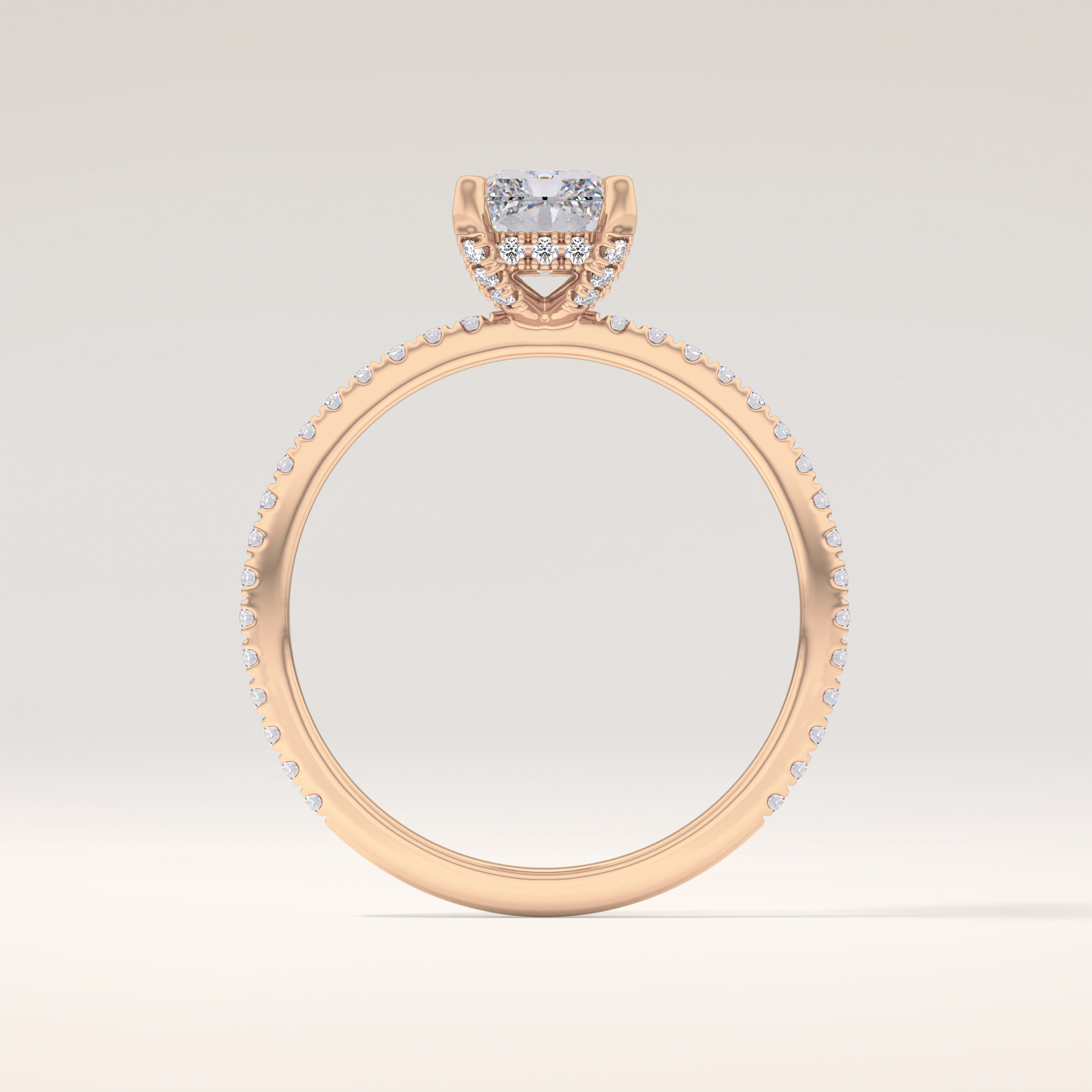 1.21 CT Radiant Shaped Hidden Halo & Pave Moissanite Engagement Ring