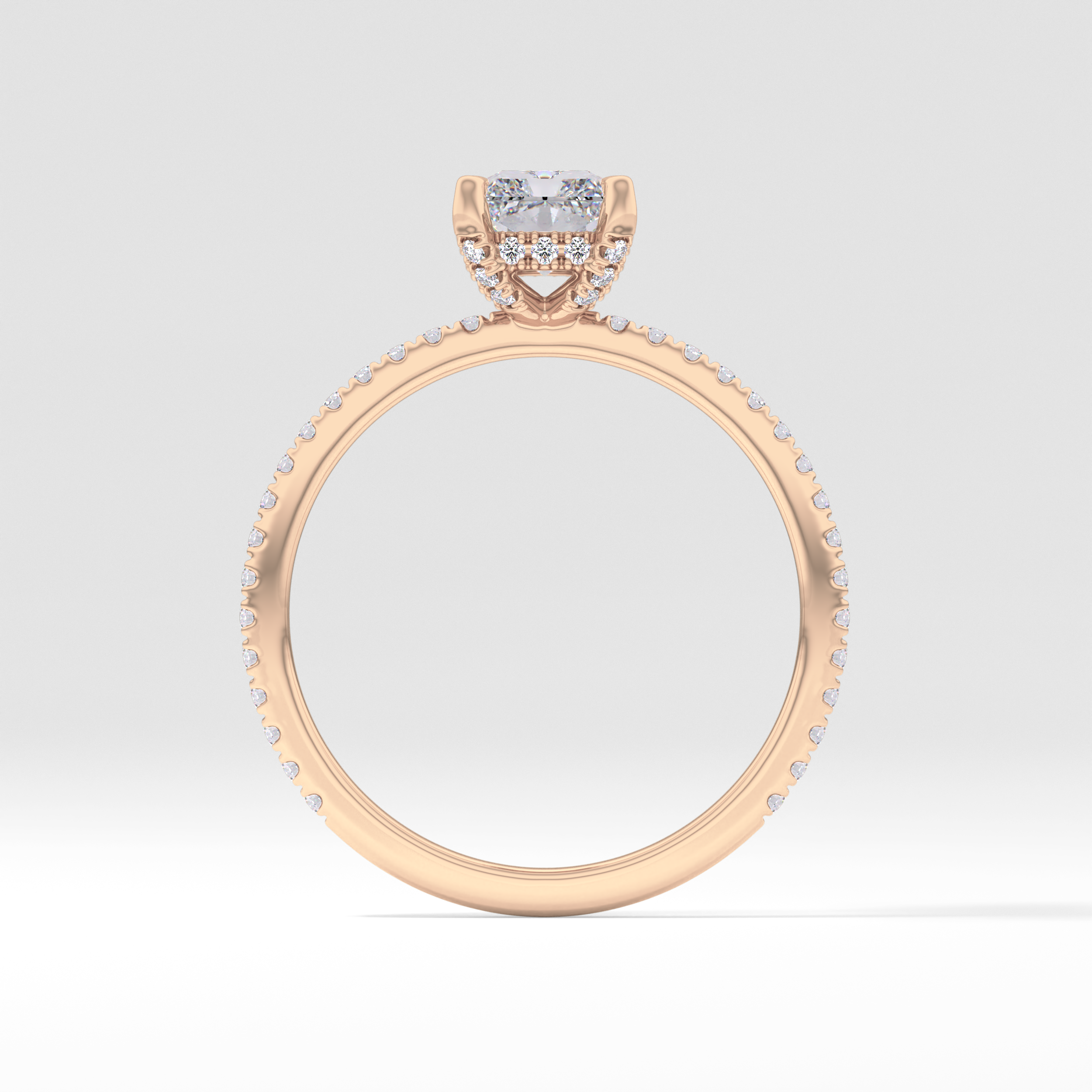 Radiant Hidden Halo & Pave Lab Grown Diamond Engagement Ring