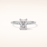 1.21 CT Radiant Shaped Hidden Halo & Pave Moissanite Engagement Ring
