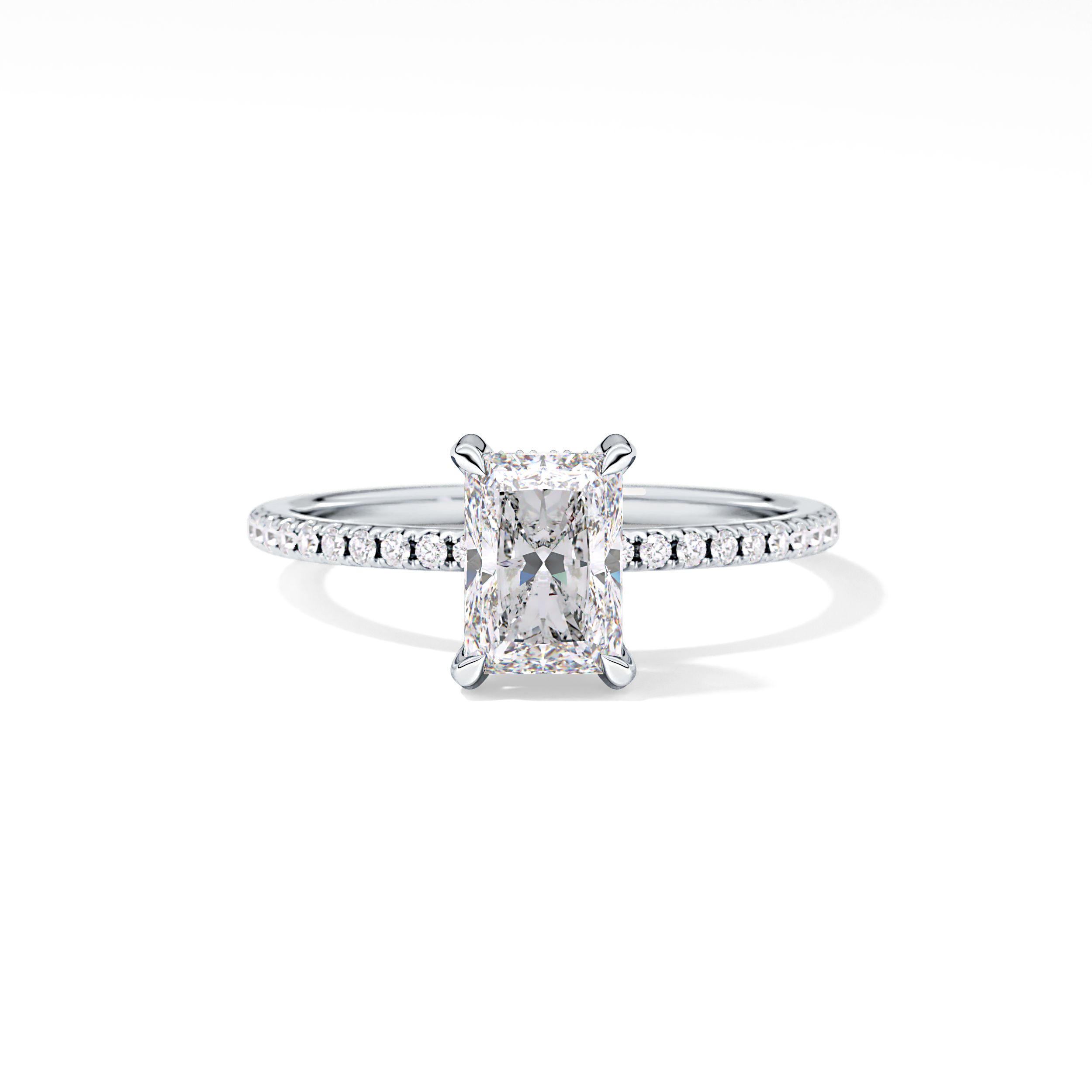 Radiant Hidden Halo & Pave Lab Grown Diamond Engagement Ring