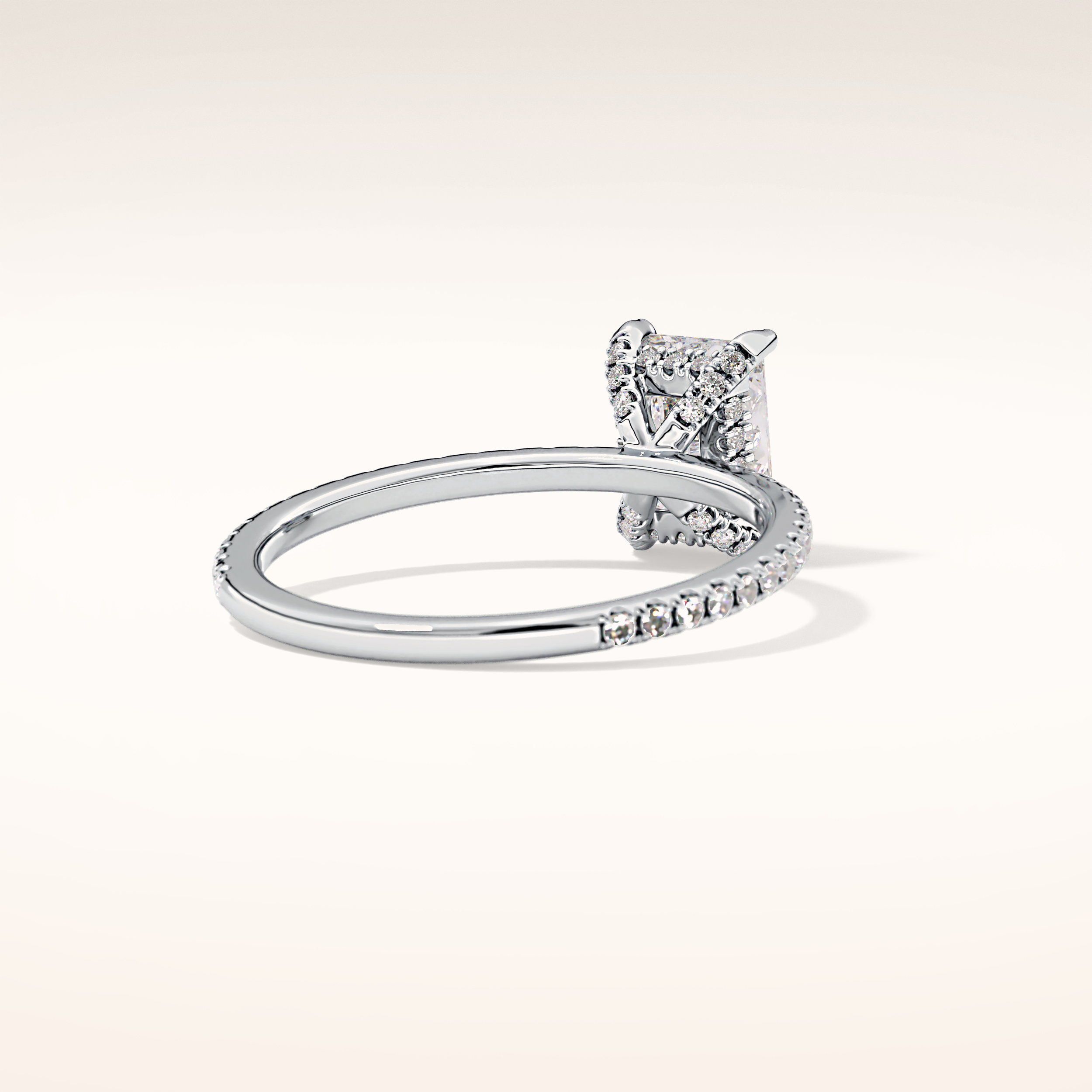 1.21 CT Radiant Shaped Hidden Halo & Pave Moissanite Engagement Ring