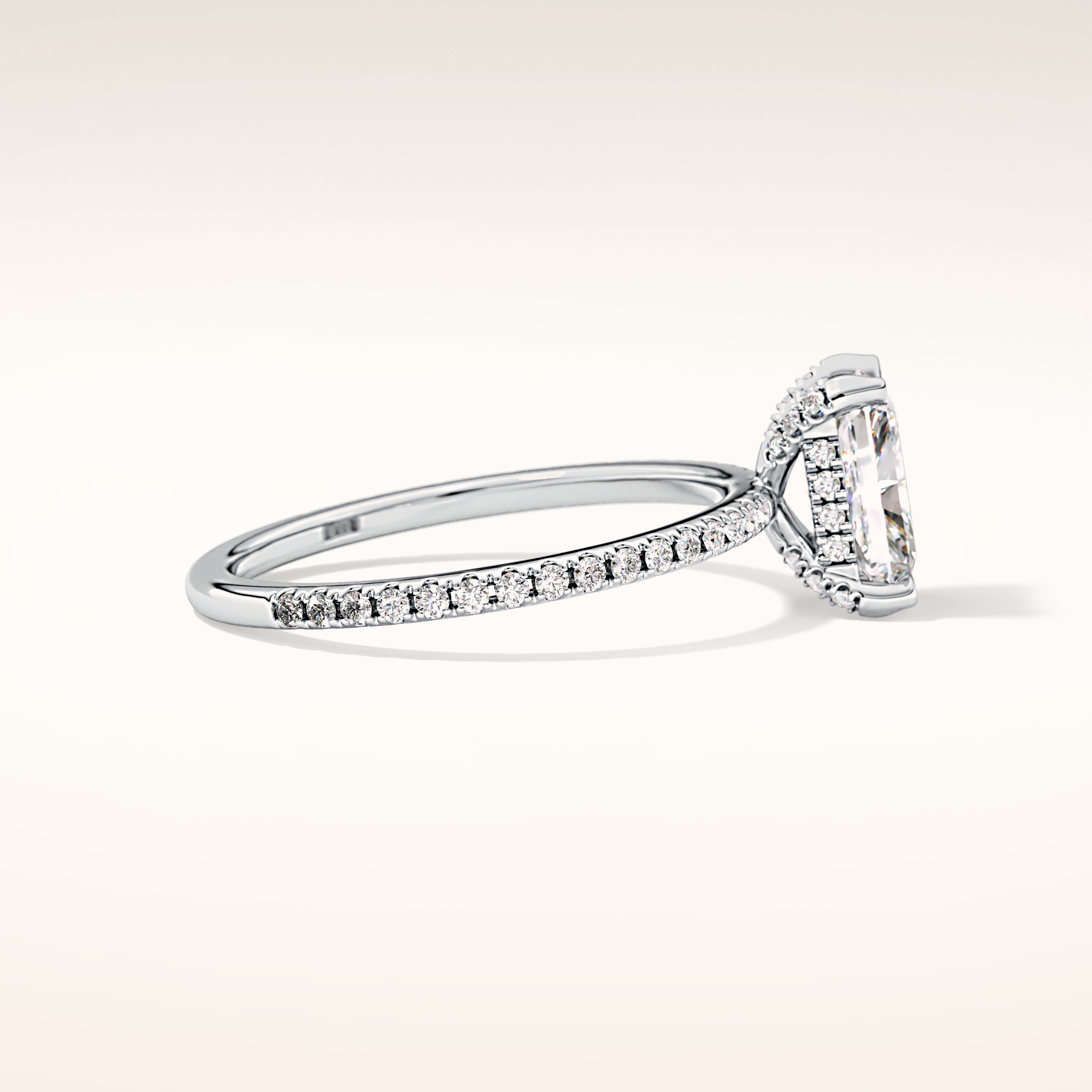 1.21 CT Radiant Shaped Hidden Halo & Pave Moissanite Engagement Ring