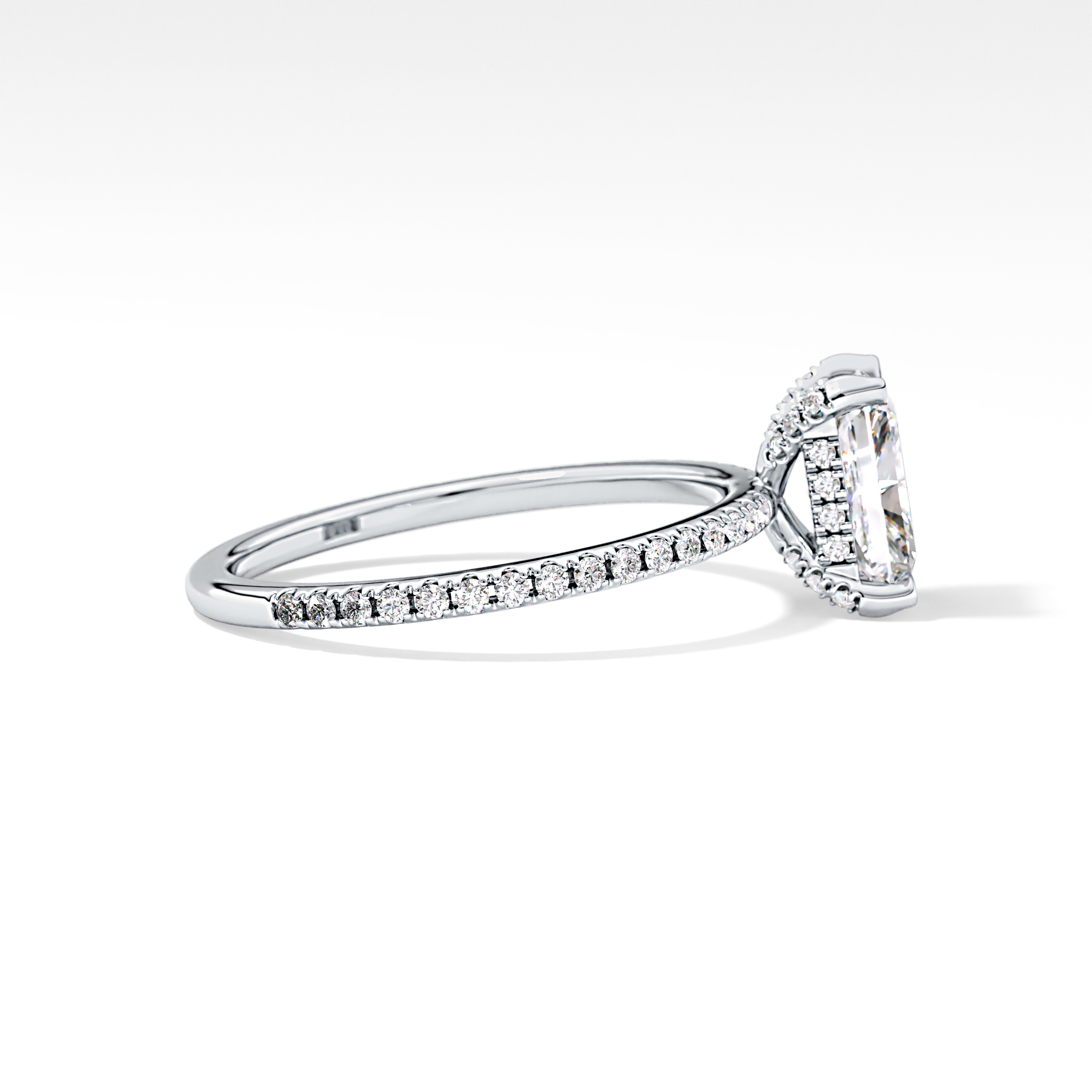 Radiant Hidden Halo & Pave Lab Grown Diamond Engagement Ring