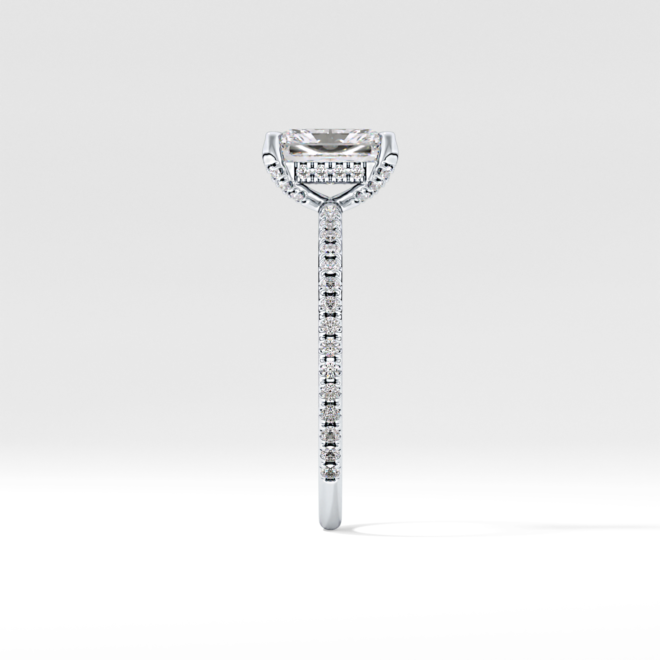 Radiant Hidden Halo & Pave Lab Grown Diamond Engagement Ring