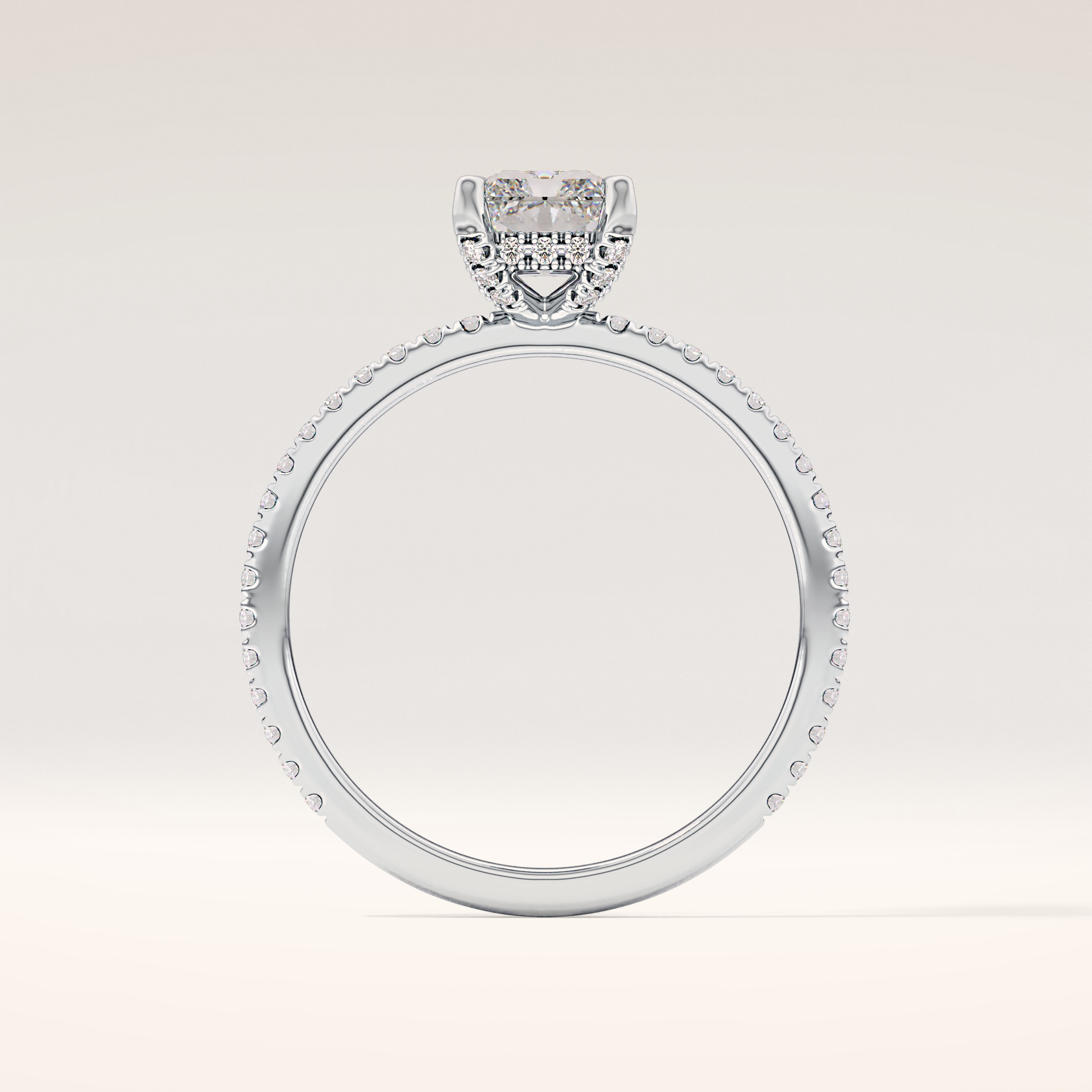 1.21 CT Radiant Shaped Hidden Halo & Pave Moissanite Engagement Ring