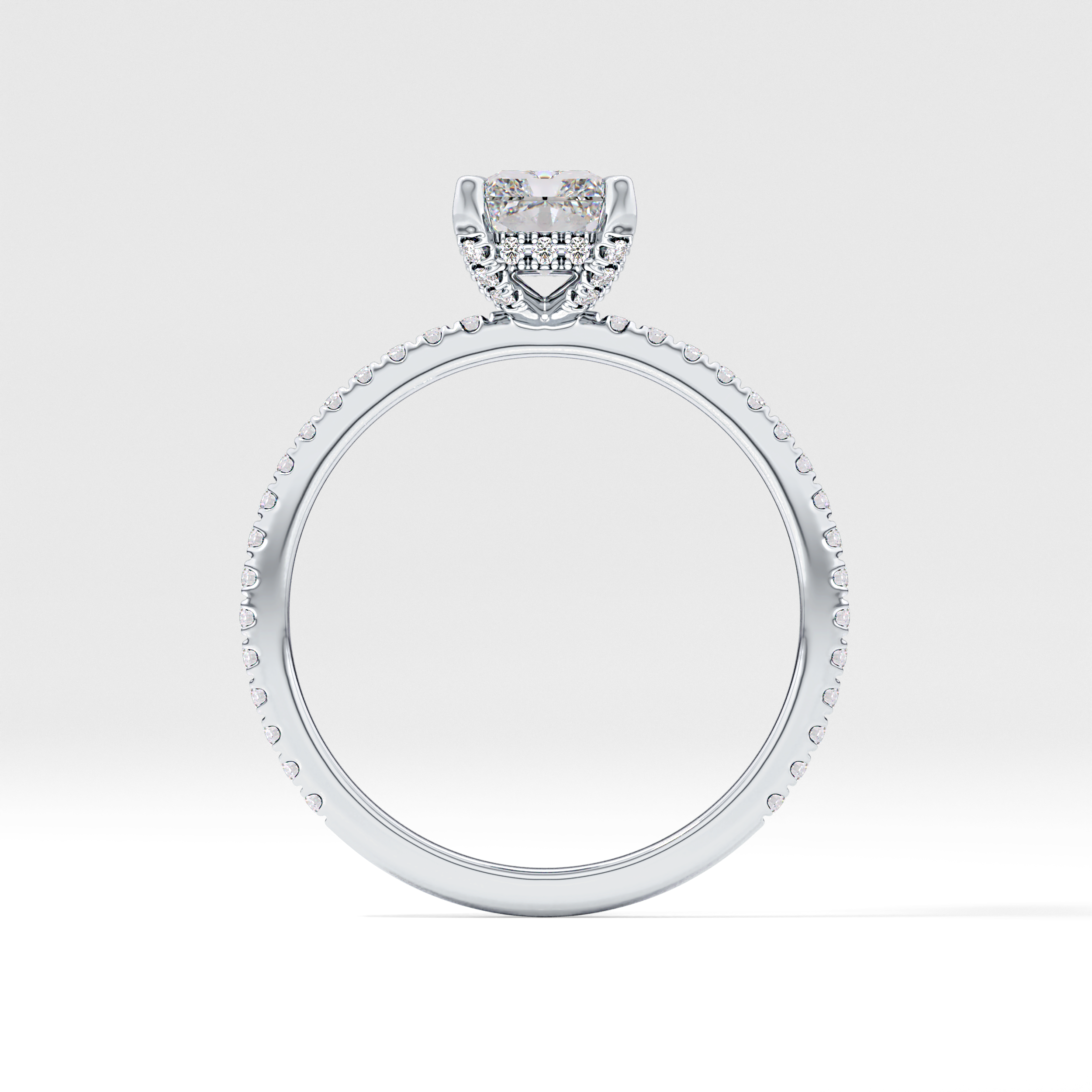 Radiant Hidden Halo & Pave Lab Grown Diamond Engagement Ring