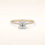 1.04 CT Princess Shaped Hidden Halo & Pave Moissanite Engagement Ring