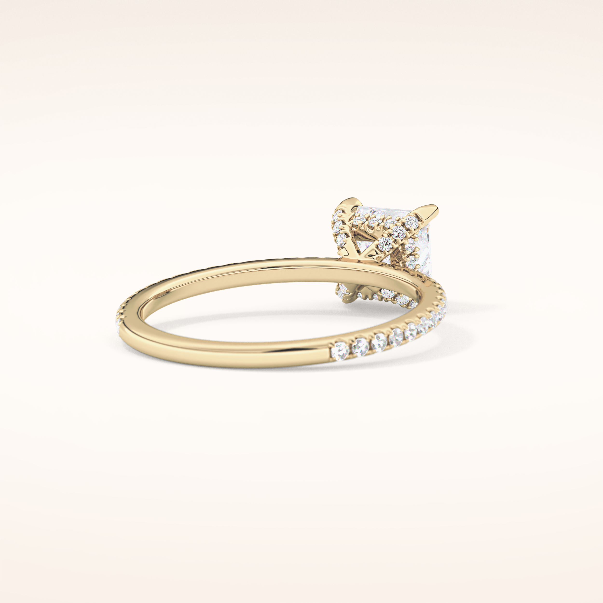 1.04 CT Princess Shaped Hidden Halo & Pave Moissanite Engagement Ring