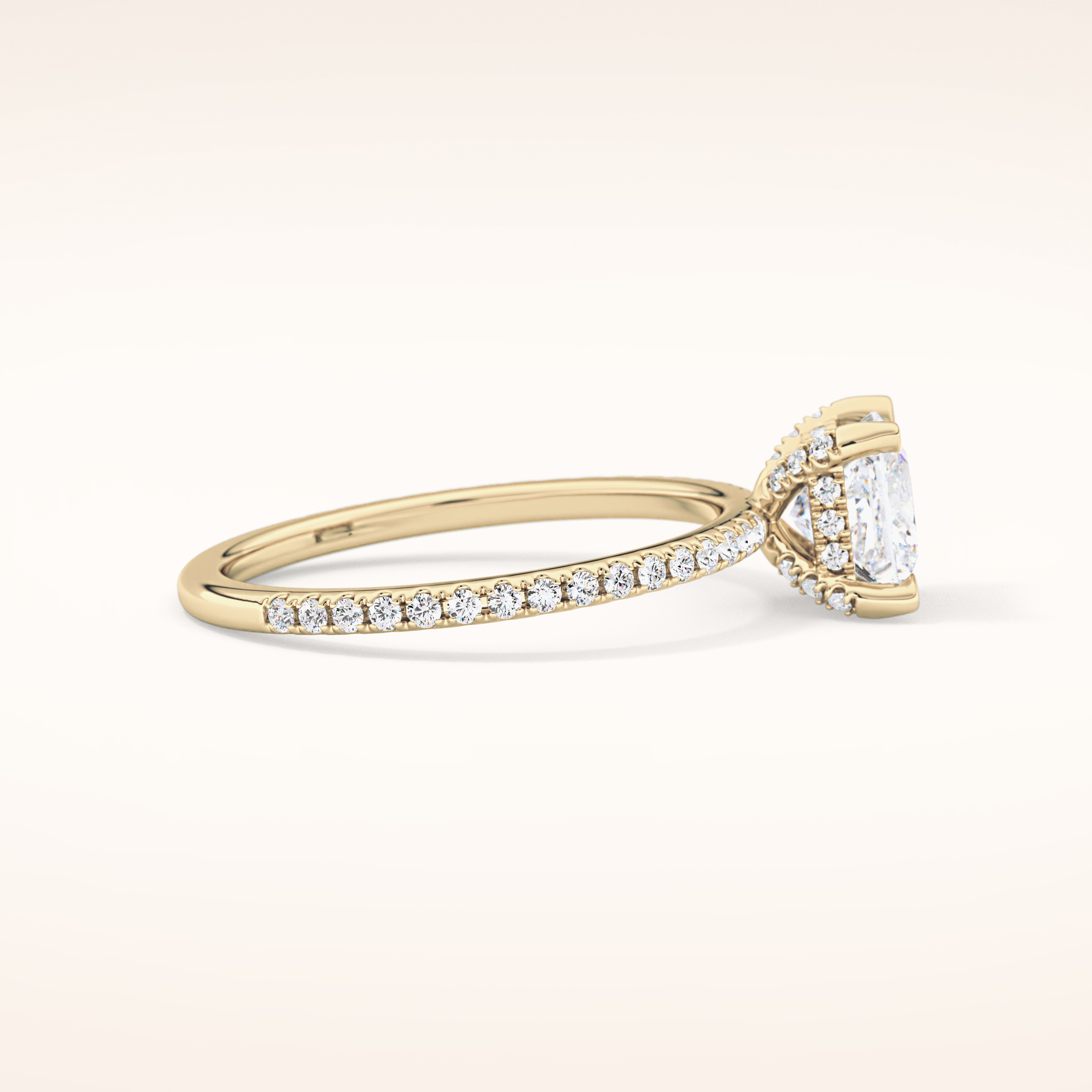 1.04 CT Princess Shaped Hidden Halo & Pave Moissanite Engagement Ring