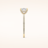 1.04 CT Princess Shaped Hidden Halo & Pave Moissanite Engagement Ring