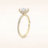 1.04 CT Princess Shaped Hidden Halo & Pave Moissanite Engagement Ring