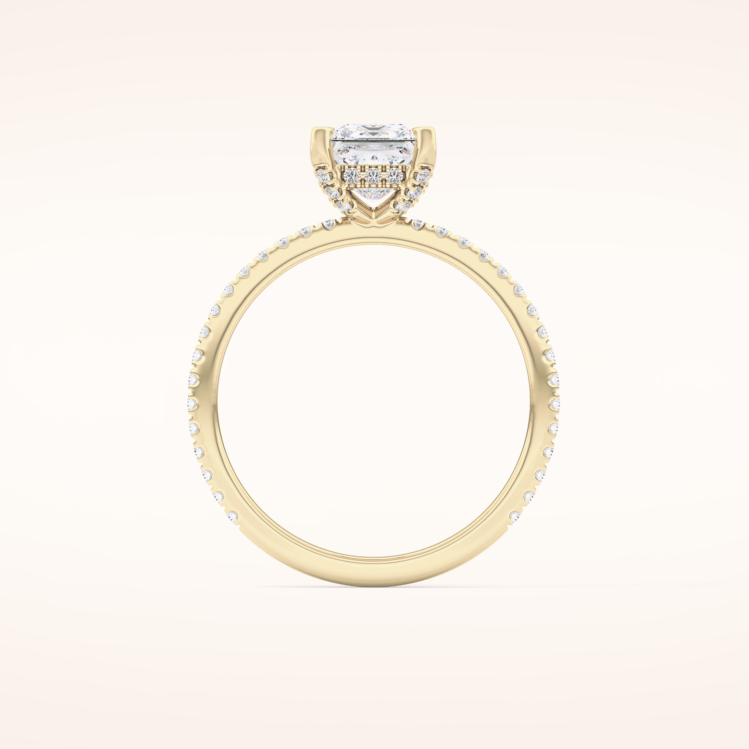 1.04 CT Princess Shaped Hidden Halo & Pave Moissanite Engagement Ring