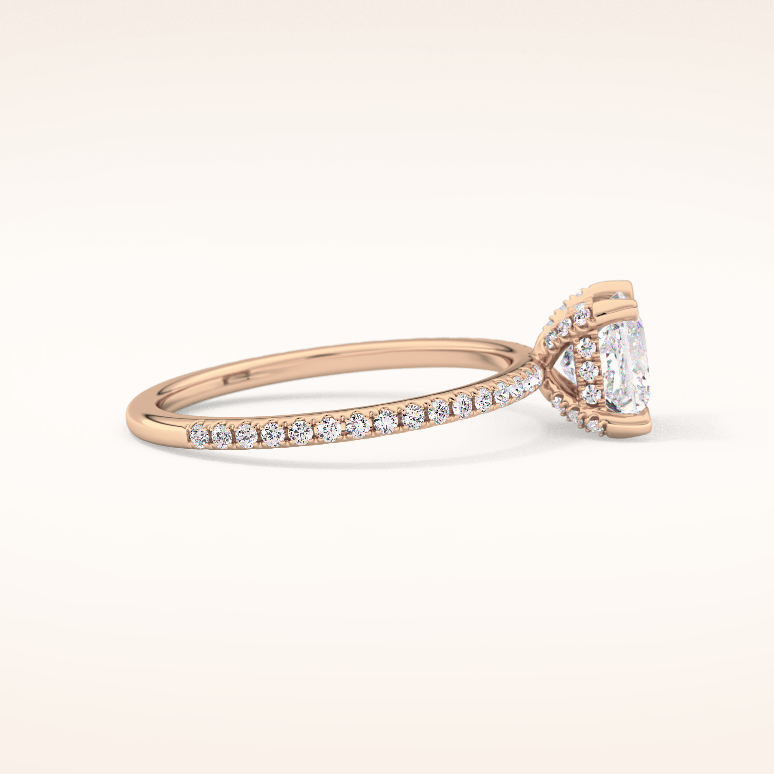 1.04 CT Princess Shaped Hidden Halo & Pave Moissanite Engagement Ring