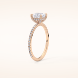1.04 CT Princess Shaped Hidden Halo & Pave Moissanite Engagement Ring