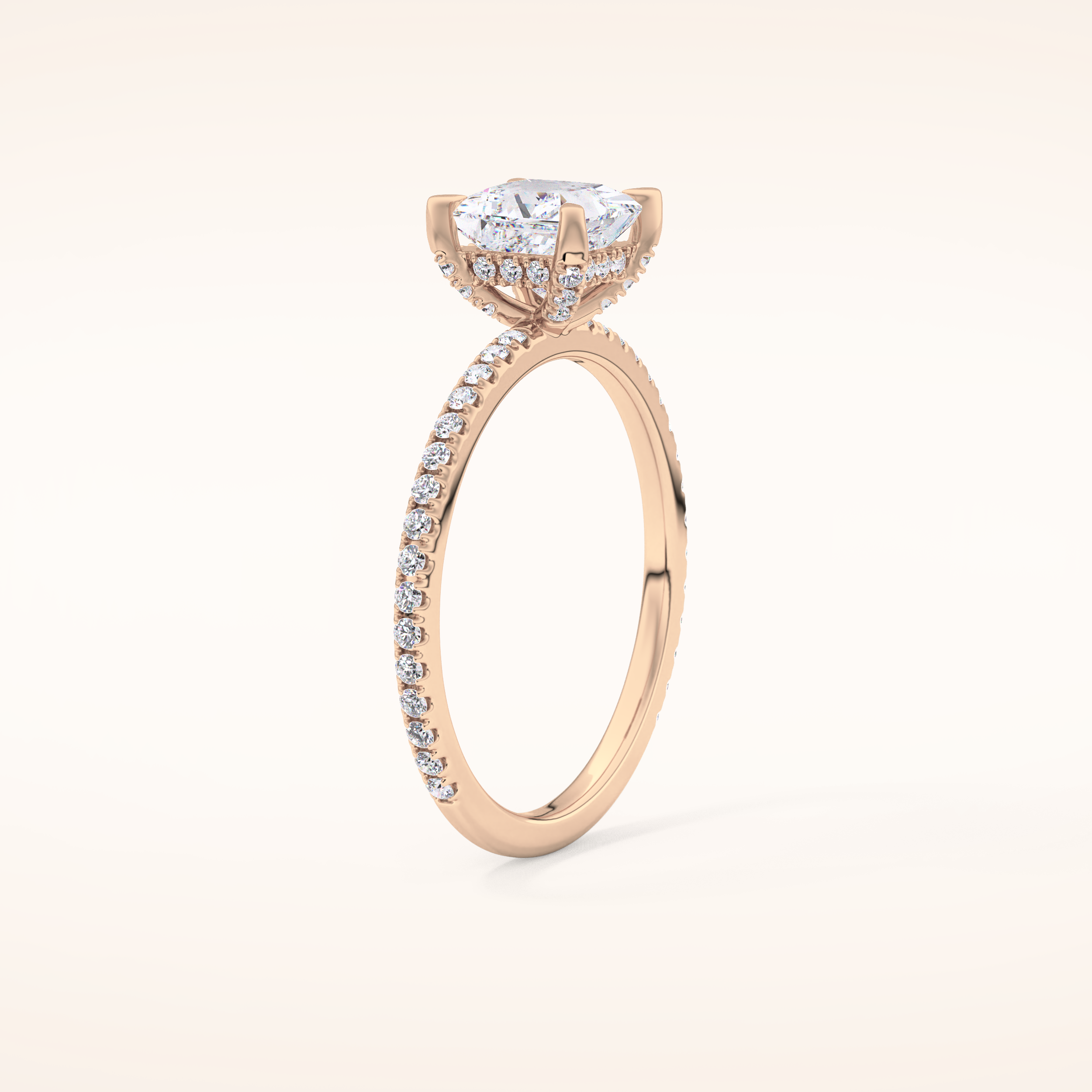 1.04 CT Princess Shaped Hidden Halo & Pave Moissanite Engagement Ring