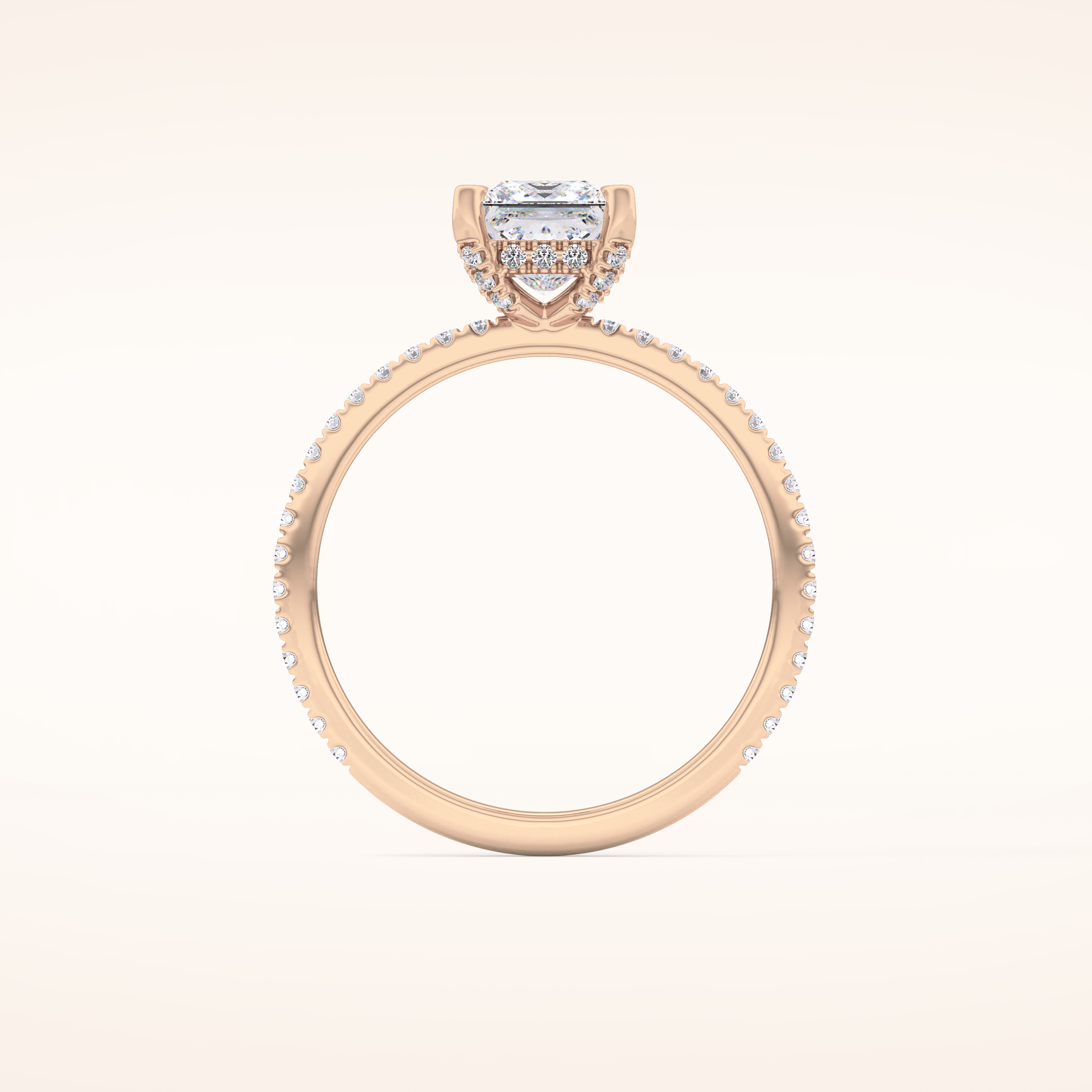 1.04 CT Princess Shaped Hidden Halo & Pave Moissanite Engagement Ring