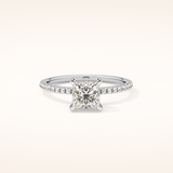1.04 CT Princess Shaped Hidden Halo & Pave Moissanite Engagement Ring