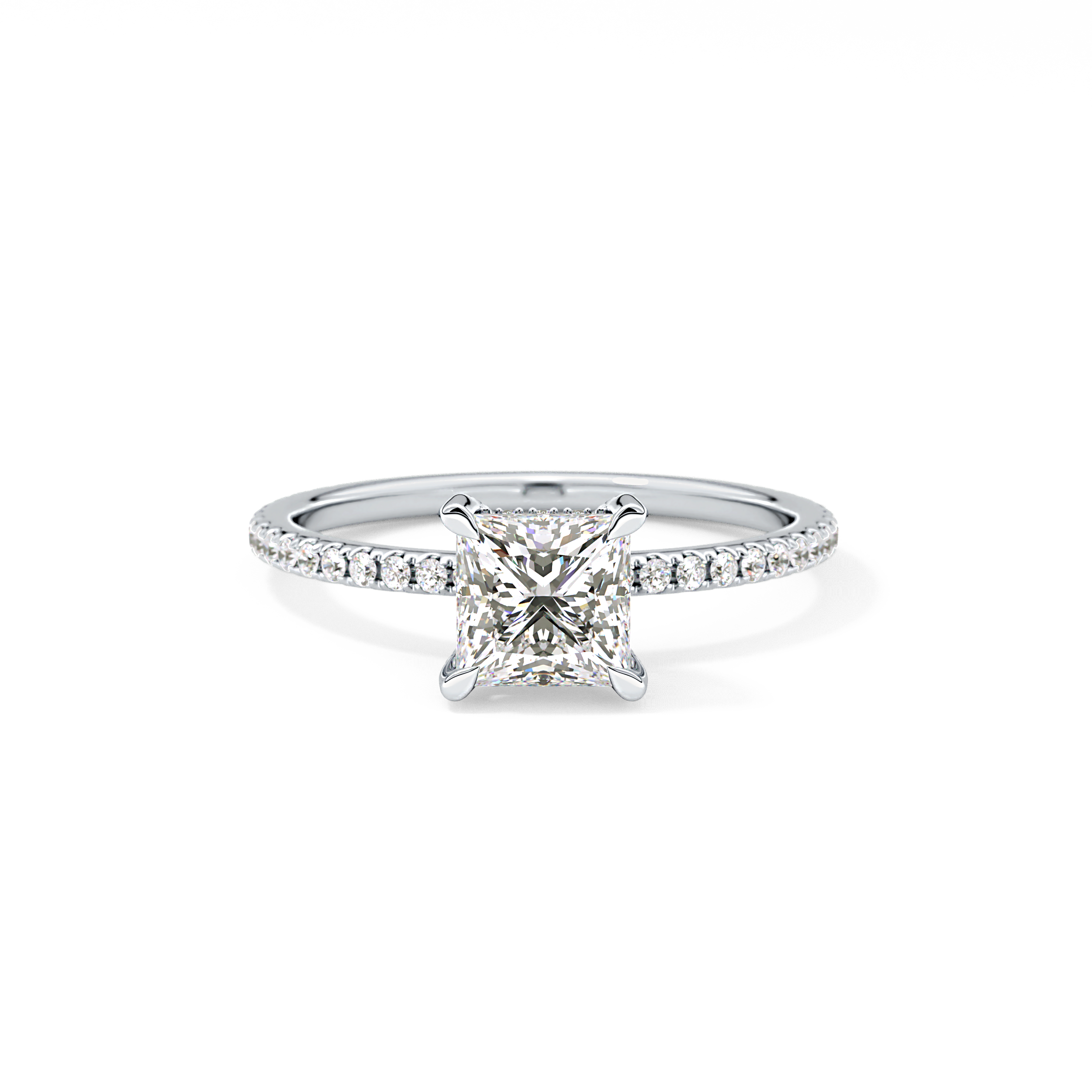 Princess Hidden Halo & Pave Lab Grown Diamond Engagement Ring