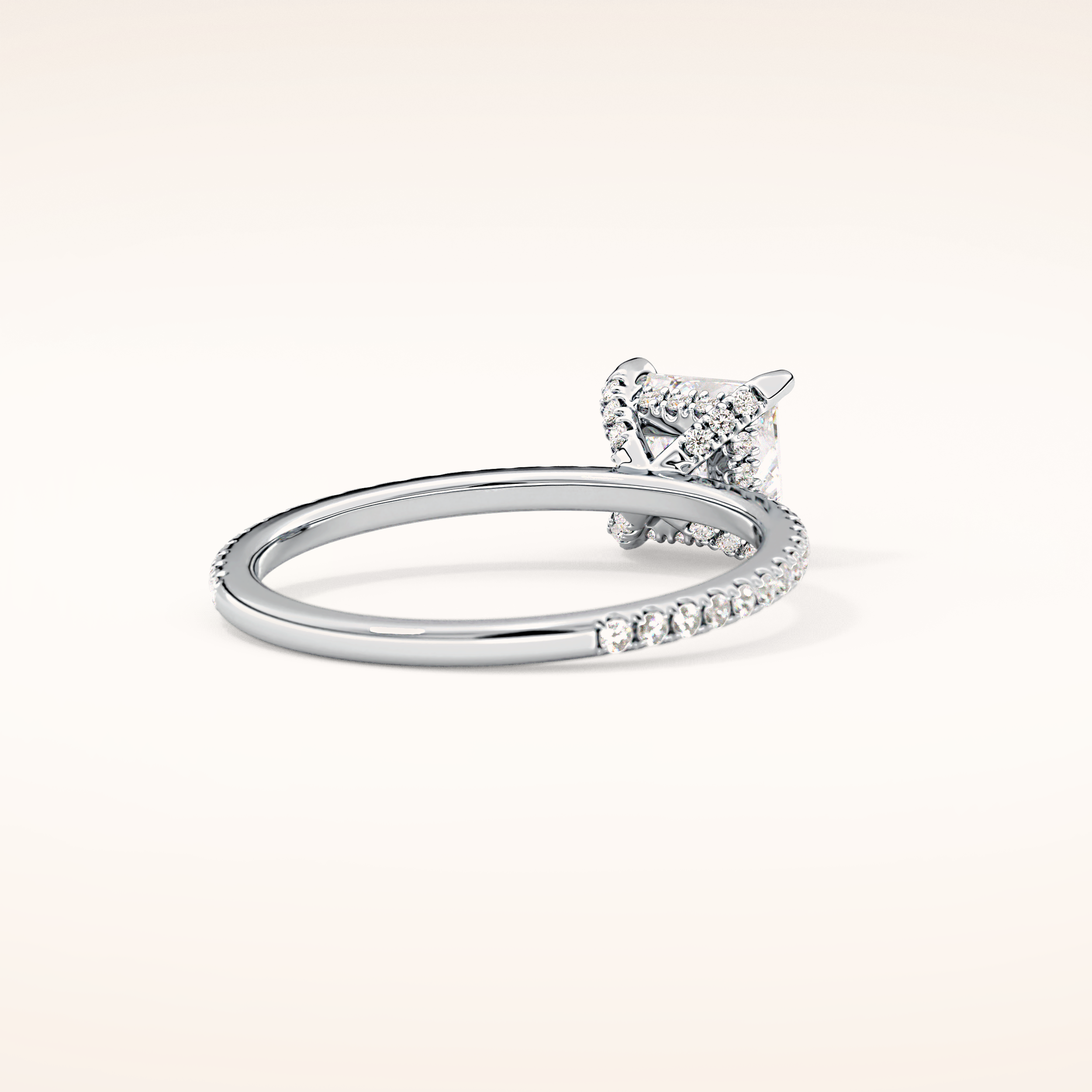 1.04 CT Princess Shaped Hidden Halo & Pave Moissanite Engagement Ring