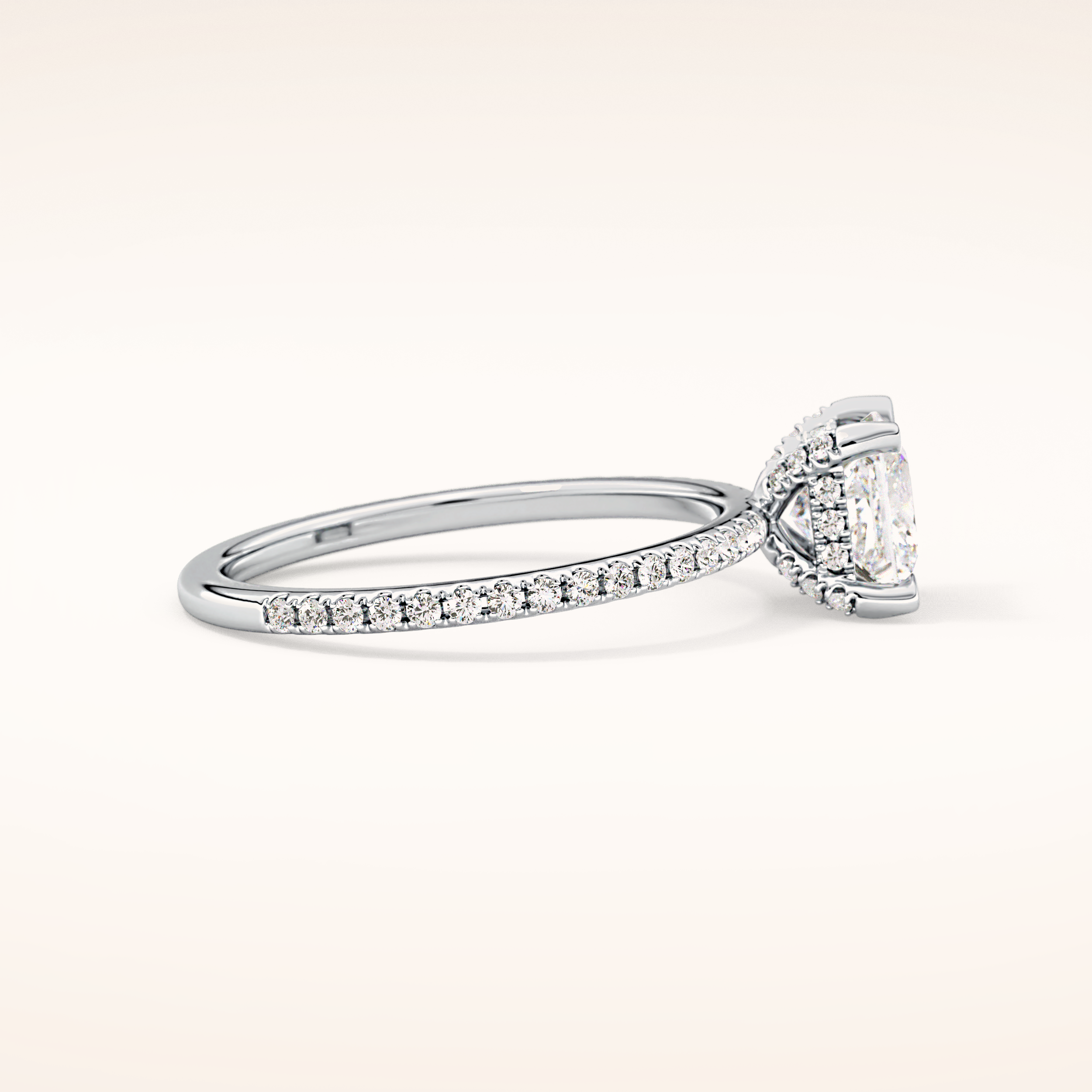 1.04 CT Princess Shaped Hidden Halo & Pave Moissanite Engagement Ring