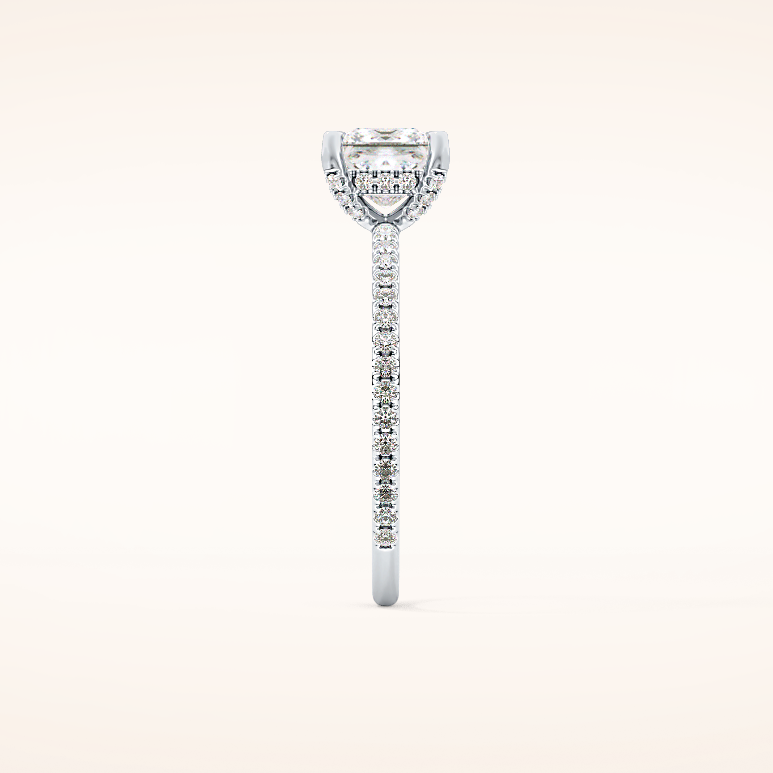 1.04 CT Princess Shaped Hidden Halo & Pave Moissanite Engagement Ring