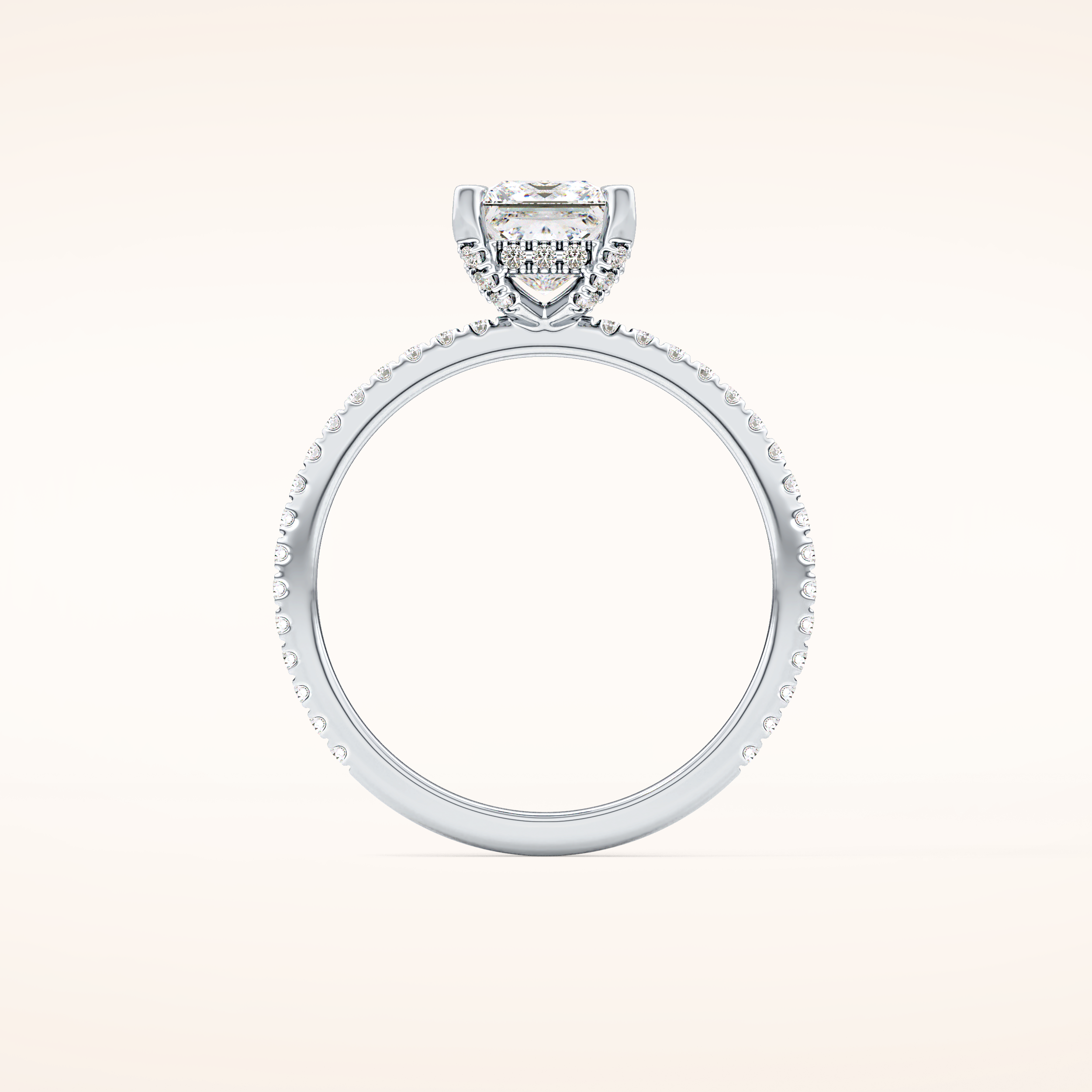 1.04 CT Princess Shaped Hidden Halo & Pave Moissanite Engagement Ring