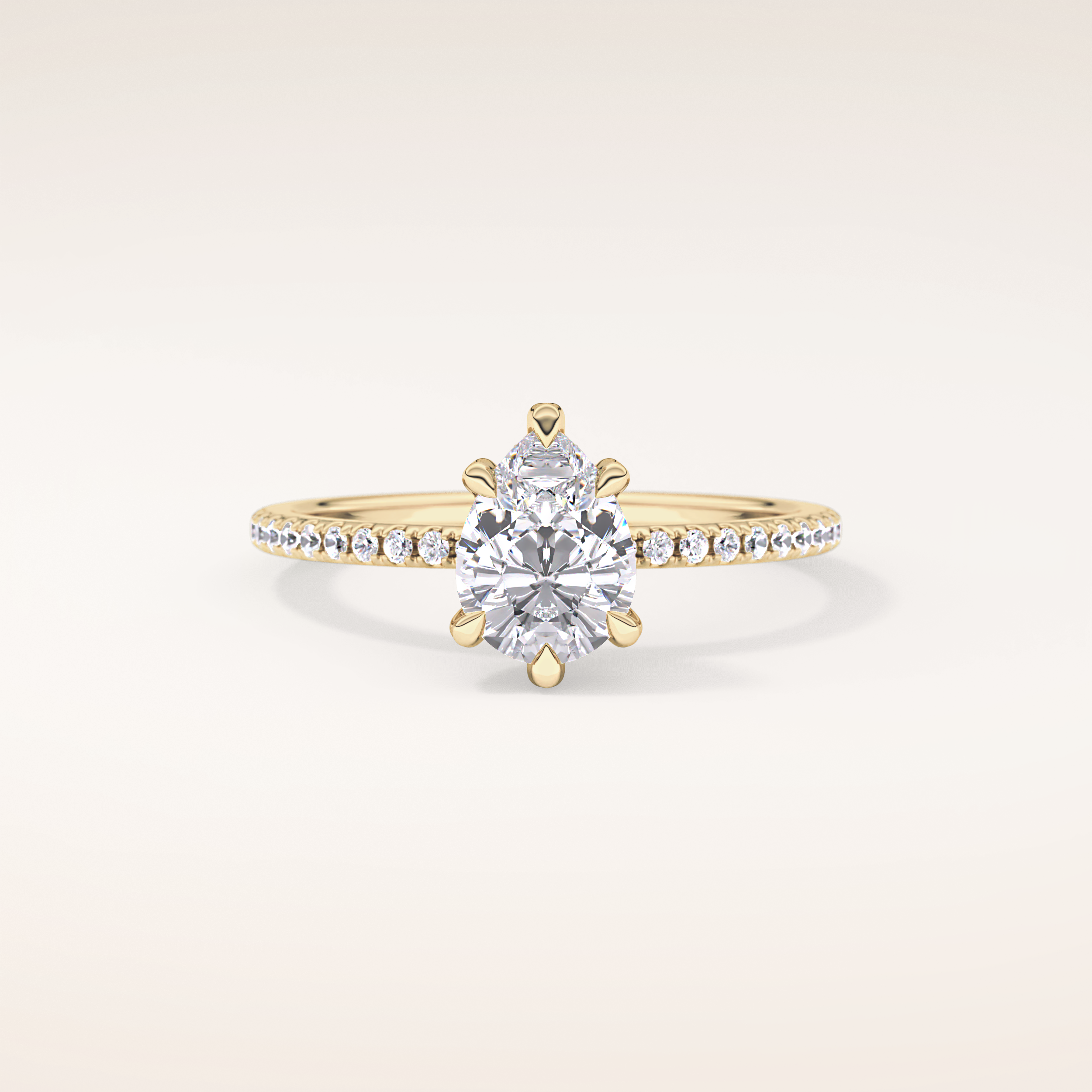 0.86 CT Pear Shaped Hidden Halo & Pave Moissanite Engagement Ring