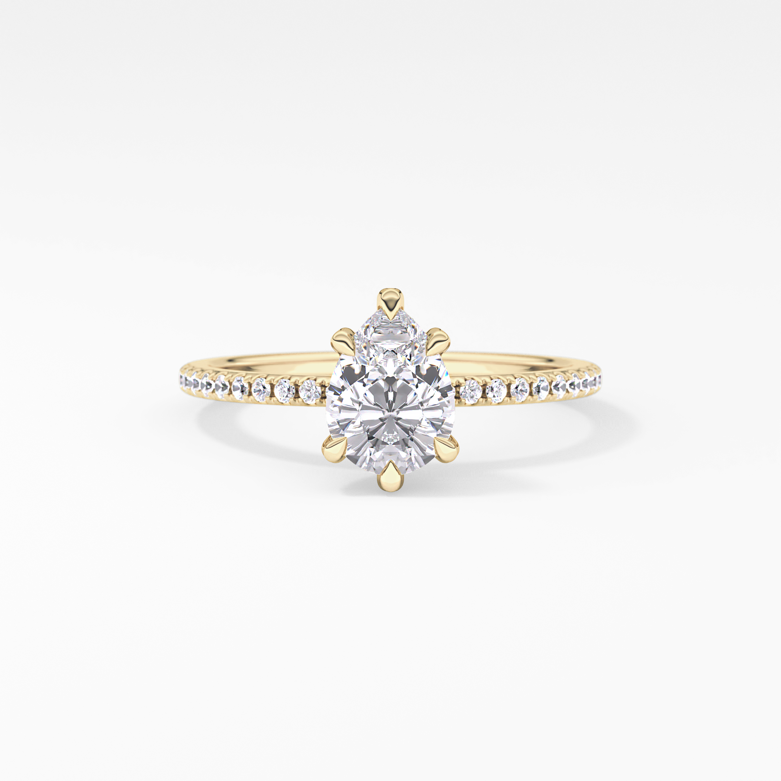 Pear Hidden Halo & Pave Lab Grown Diamond Engagement Ring
