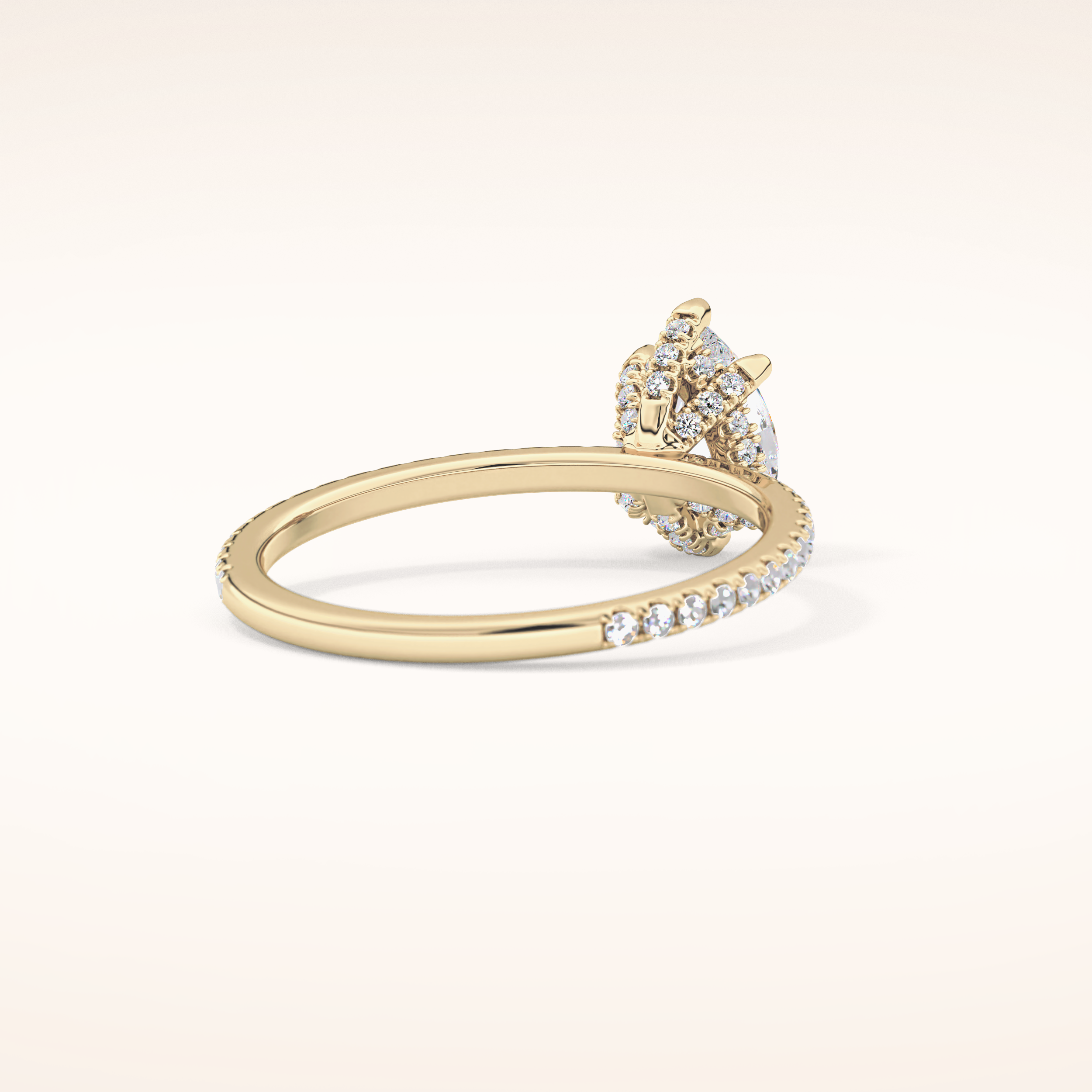 0.86 CT Pear Shaped Hidden Halo & Pave Moissanite Engagement Ring