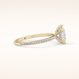 0.86 CT Pear Shaped Hidden Halo & Pave Moissanite Engagement Ring