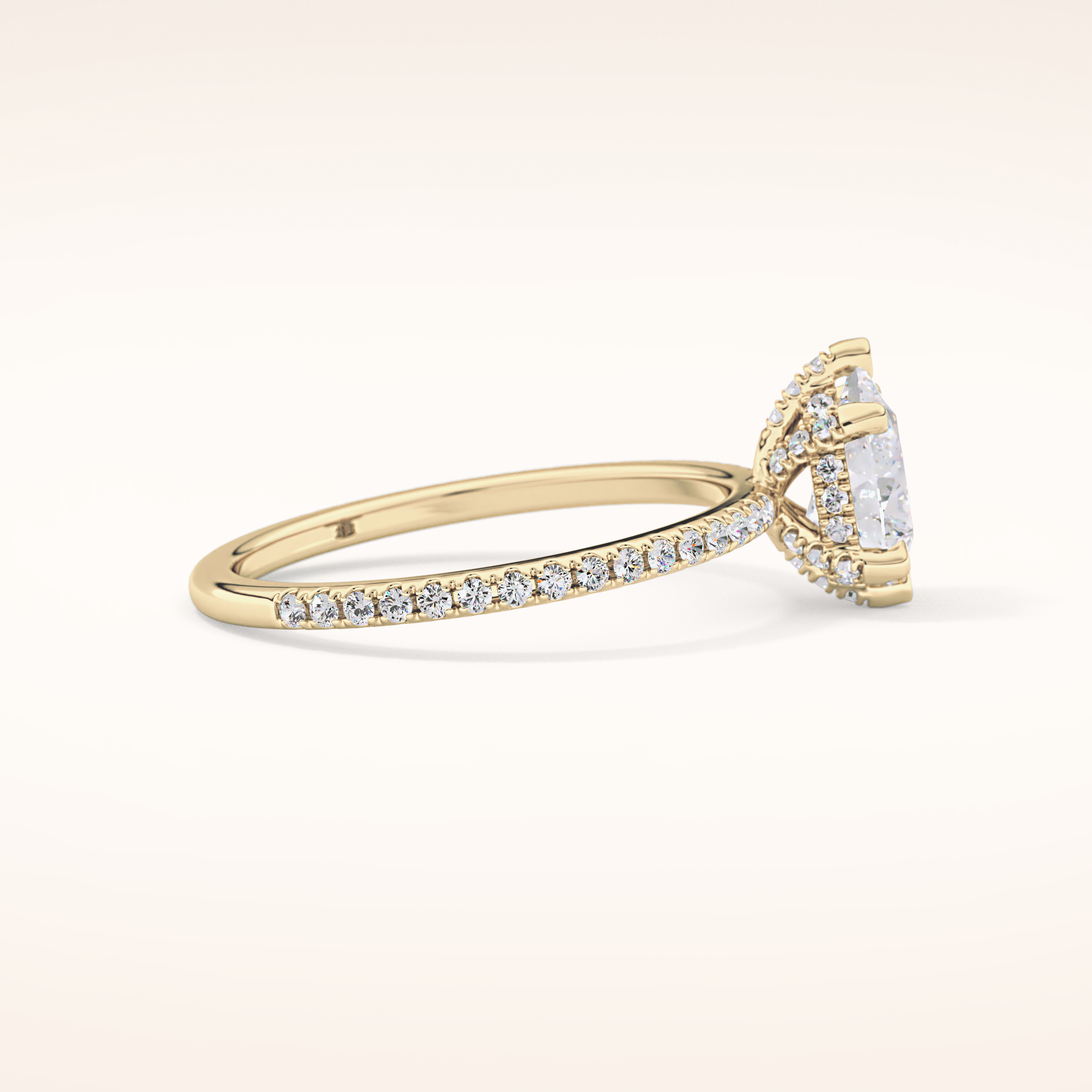 0.86 CT Pear Shaped Hidden Halo & Pave Moissanite Engagement Ring