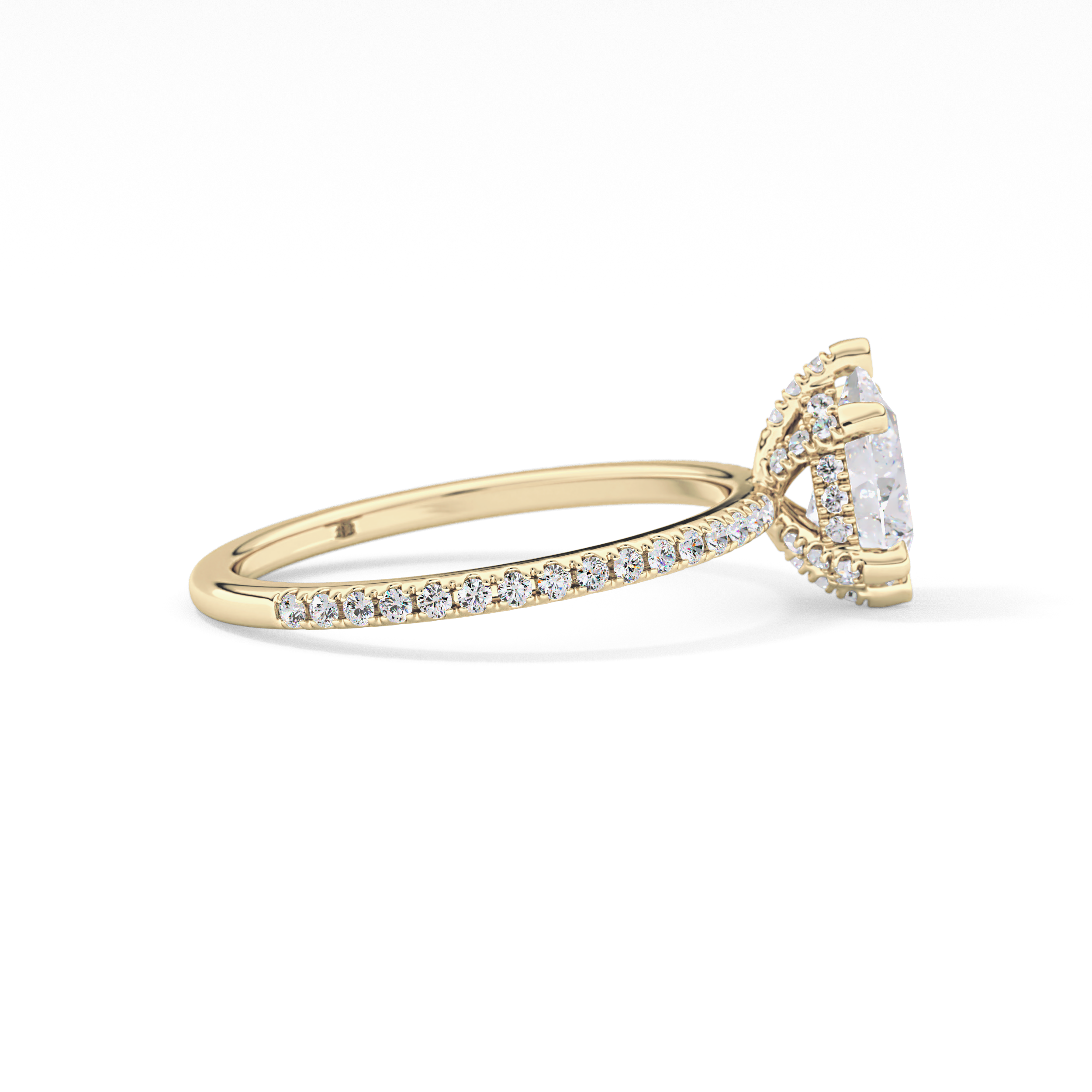 Pear Hidden Halo & Pave Lab Grown Diamond Engagement Ring