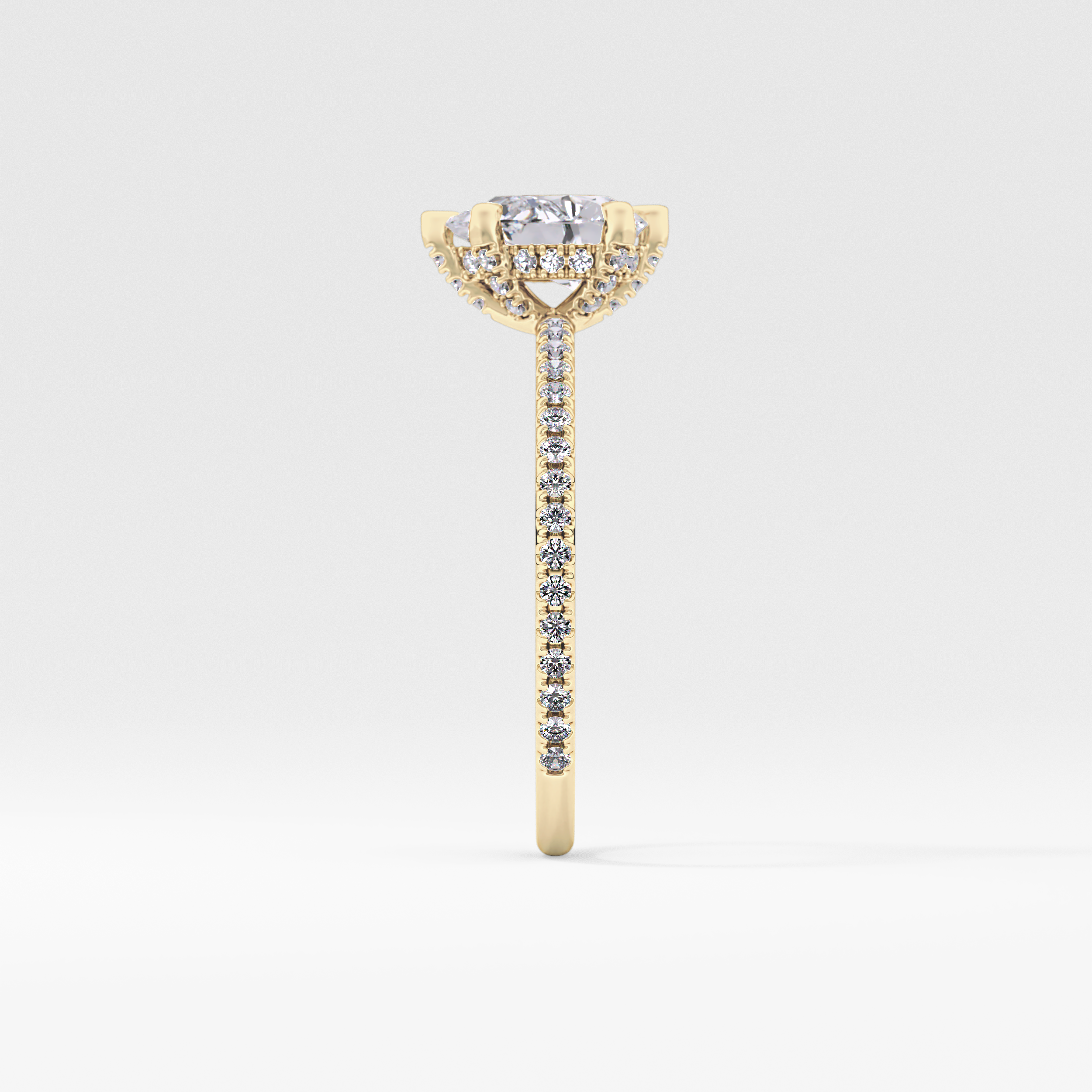 Pear Hidden Halo & Pave Lab Grown Diamond Engagement Ring