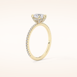 0.86 CT Pear Shaped Hidden Halo & Pave Moissanite Engagement Ring