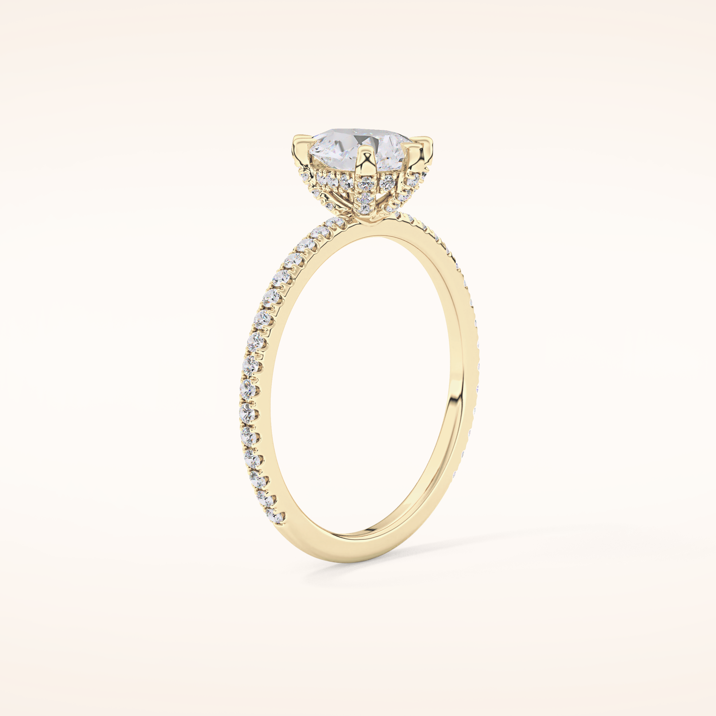 0.86 CT Pear Shaped Hidden Halo & Pave Moissanite Engagement Ring