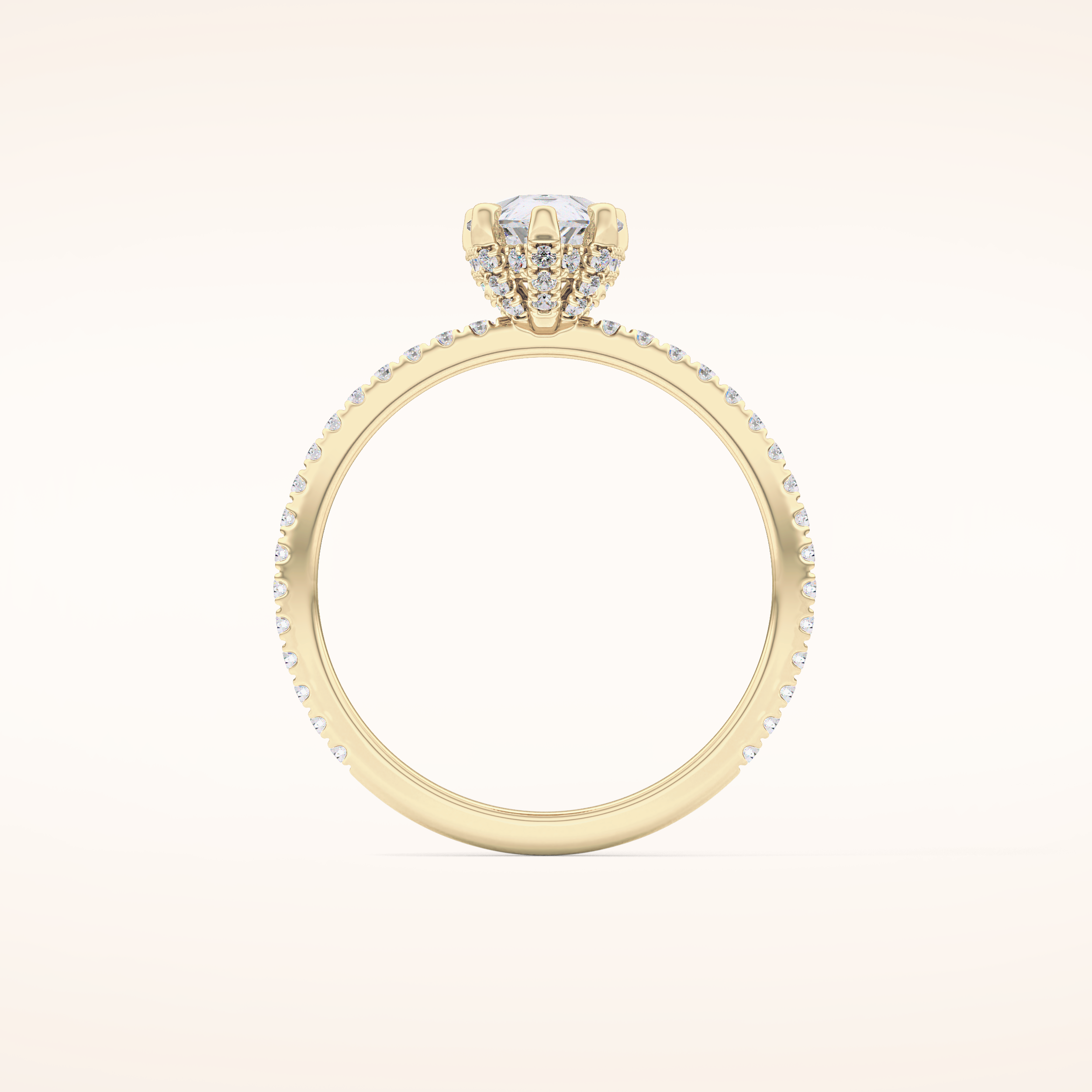 0.86 CT Pear Shaped Hidden Halo & Pave Moissanite Engagement Ring