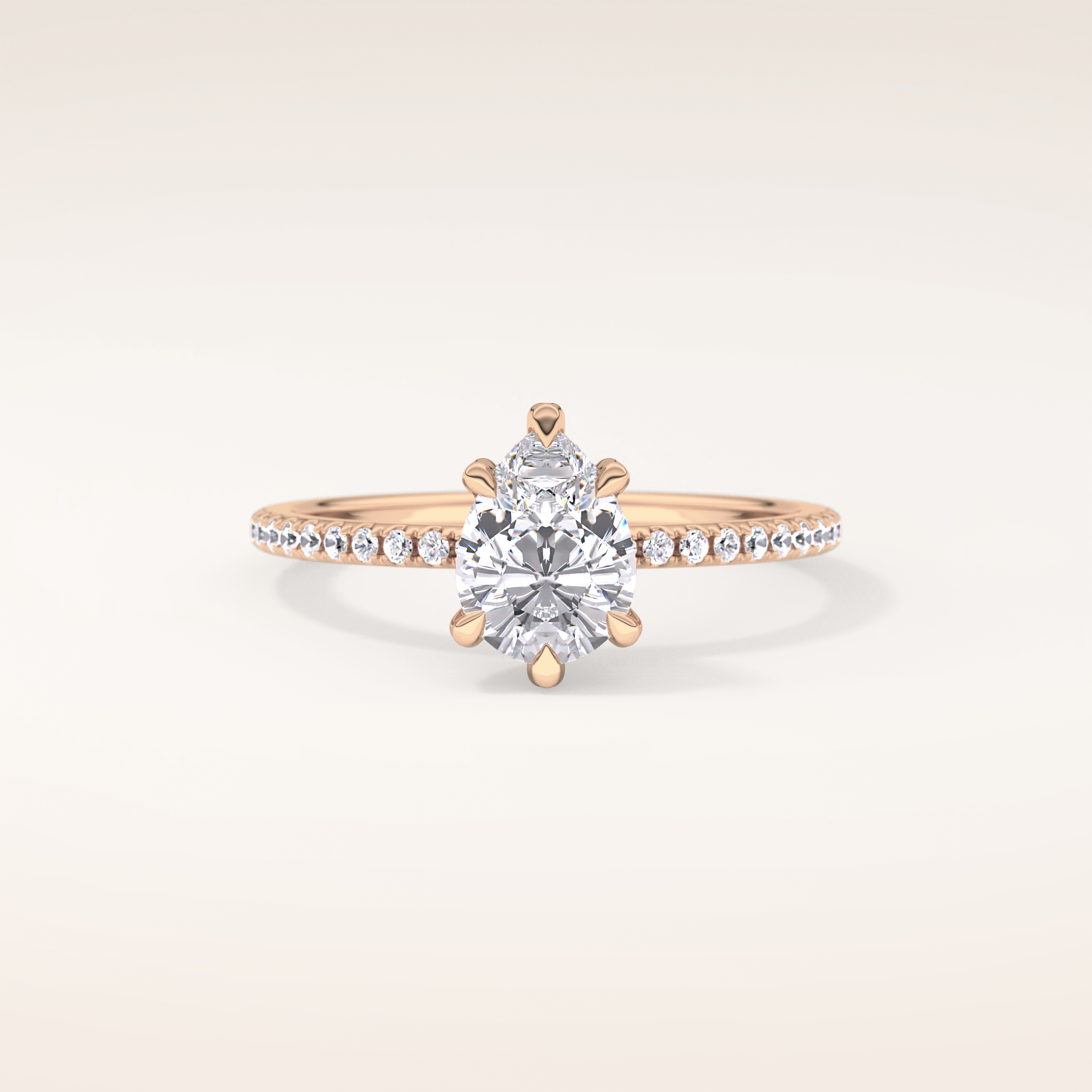 0.86 CT Pear Shaped Hidden Halo & Pave Moissanite Engagement Ring