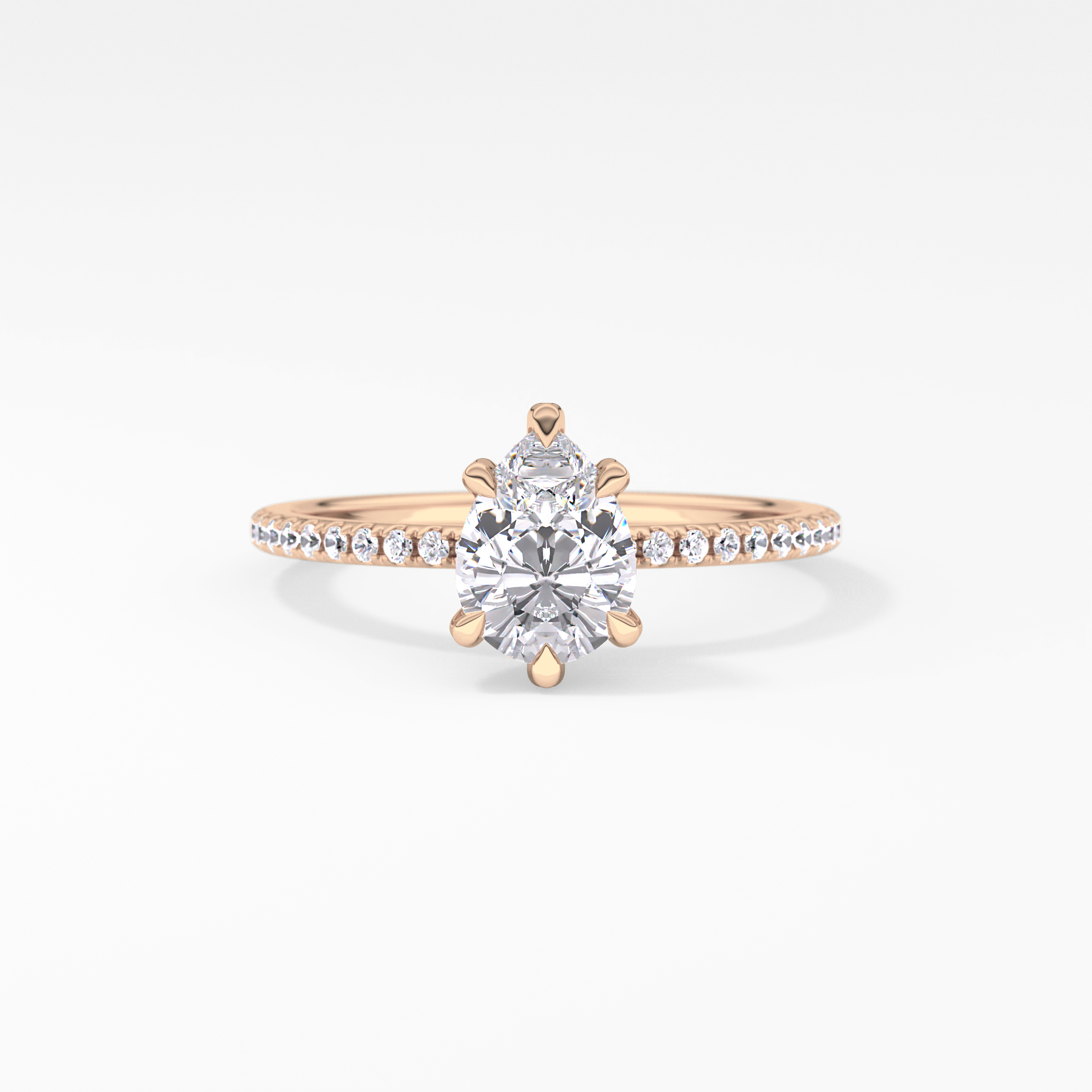 Pear Hidden Halo & Pave Lab Grown Diamond Engagement Ring
