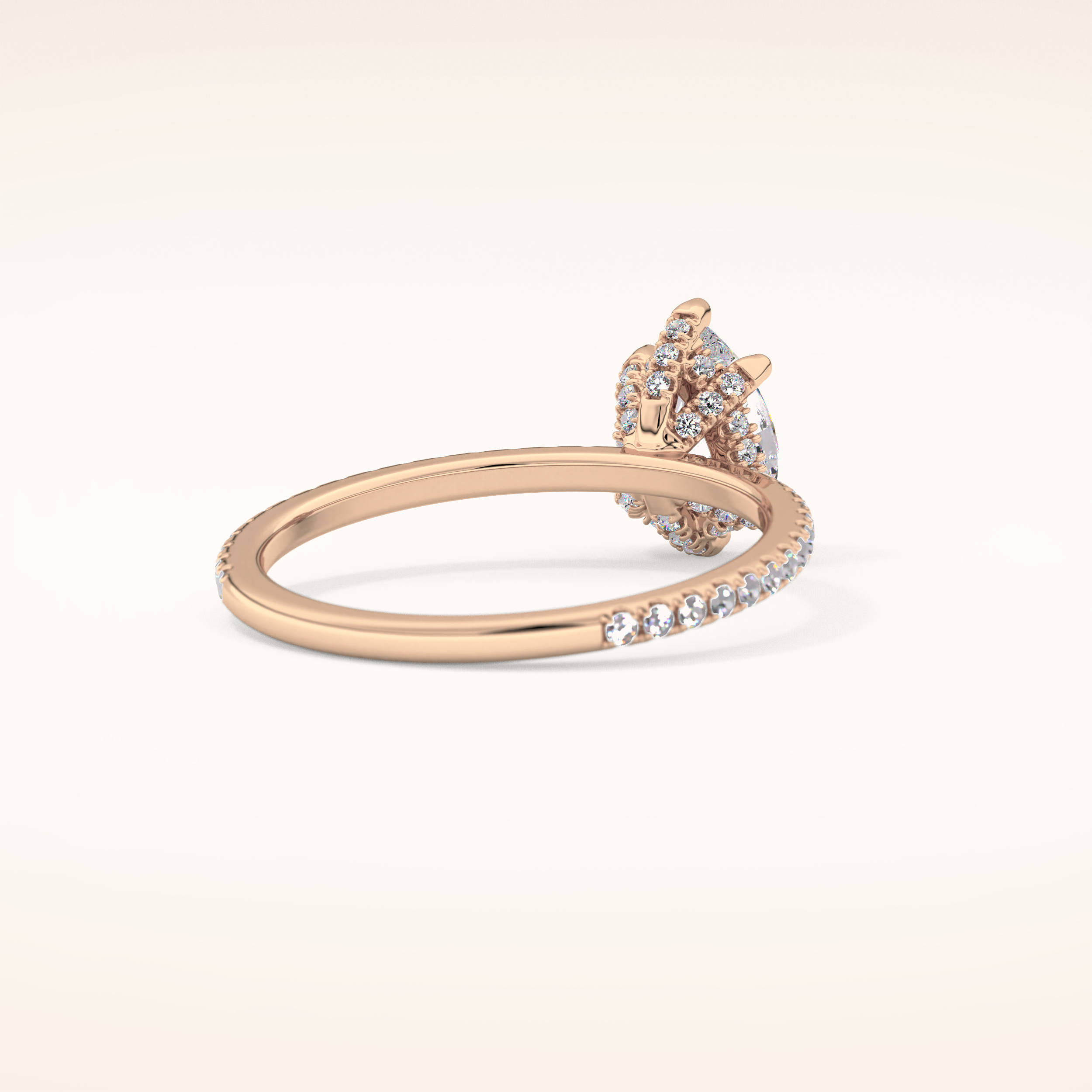 0.86 CT Pear Shaped Hidden Halo & Pave Moissanite Engagement Ring