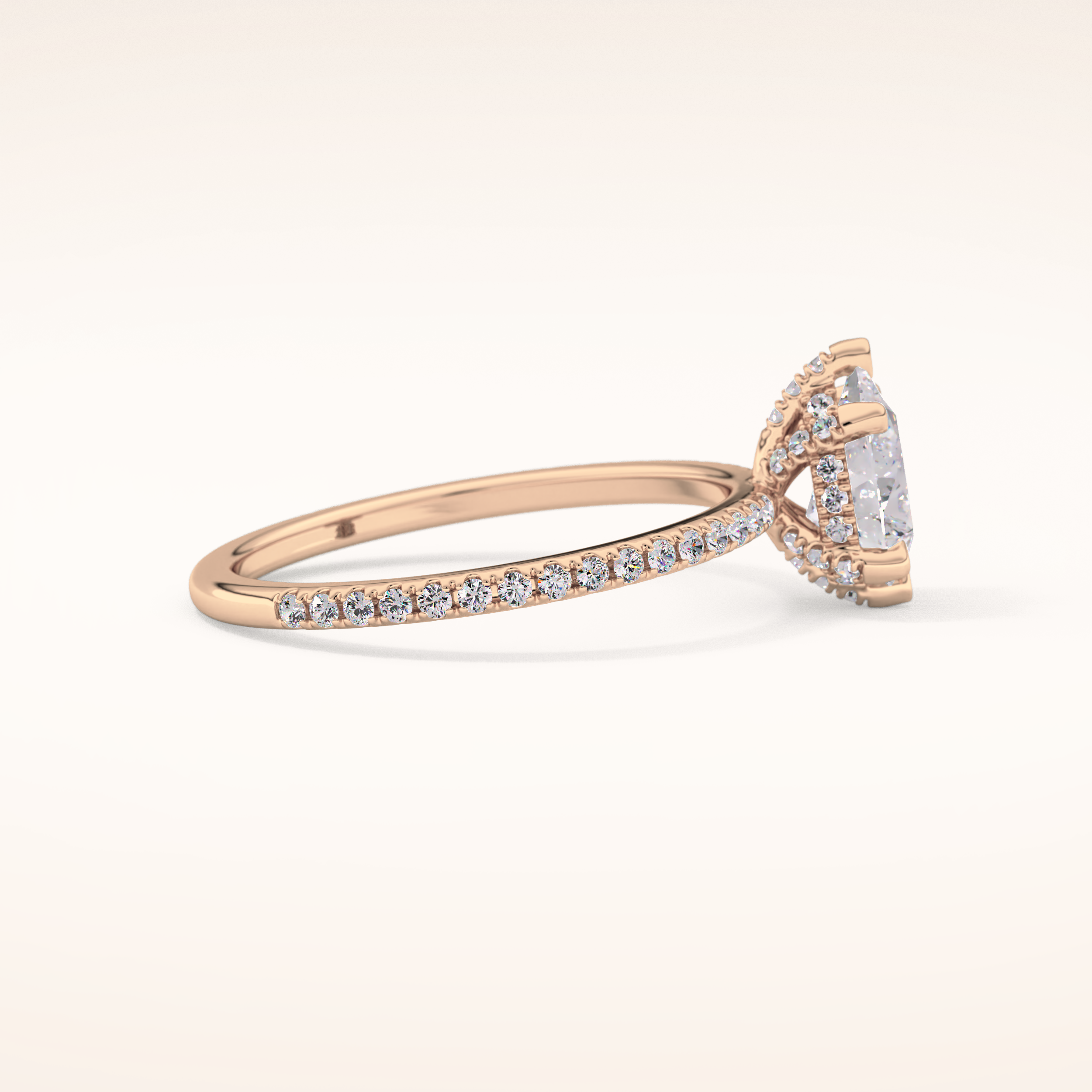 0.86 CT Pear Shaped Hidden Halo & Pave Moissanite Engagement Ring
