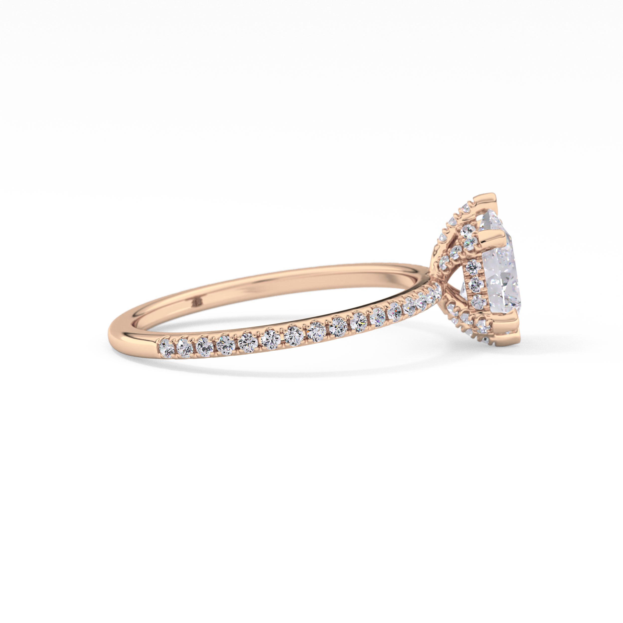 Pear Hidden Halo & Pave Lab Grown Diamond Engagement Ring