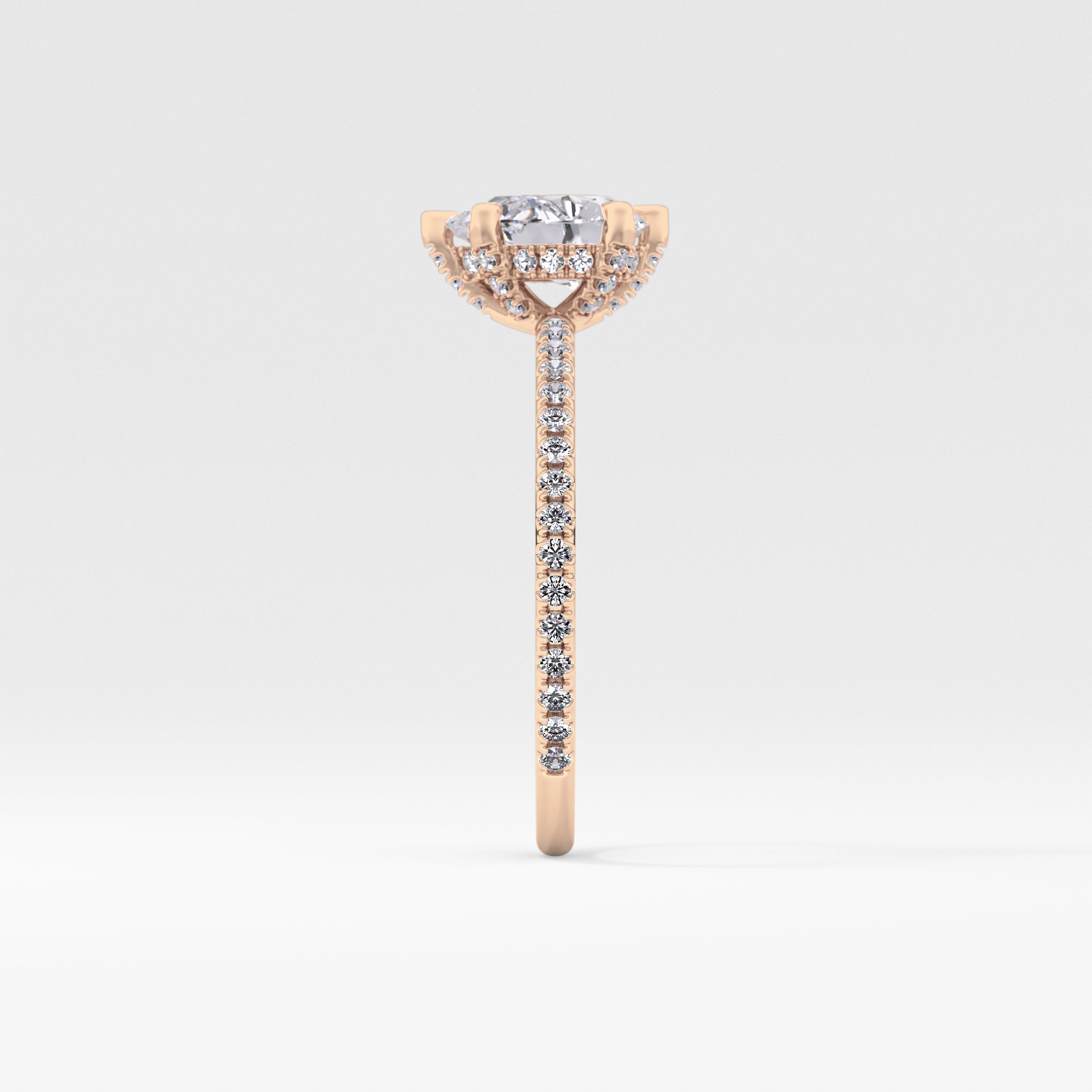Pear Hidden Halo & Pave Lab Grown Diamond Engagement Ring