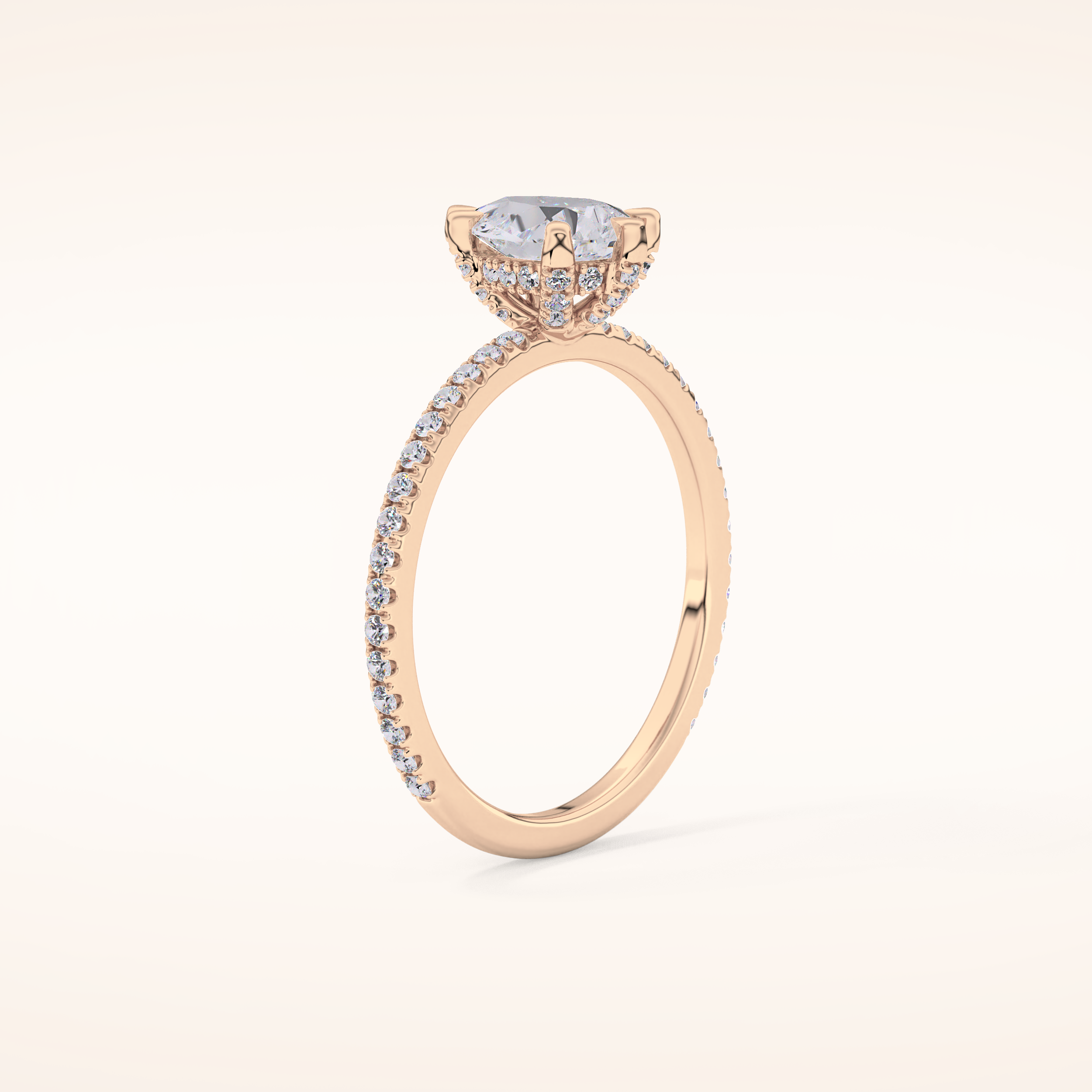 0.86 CT Pear Shaped Hidden Halo & Pave Moissanite Engagement Ring