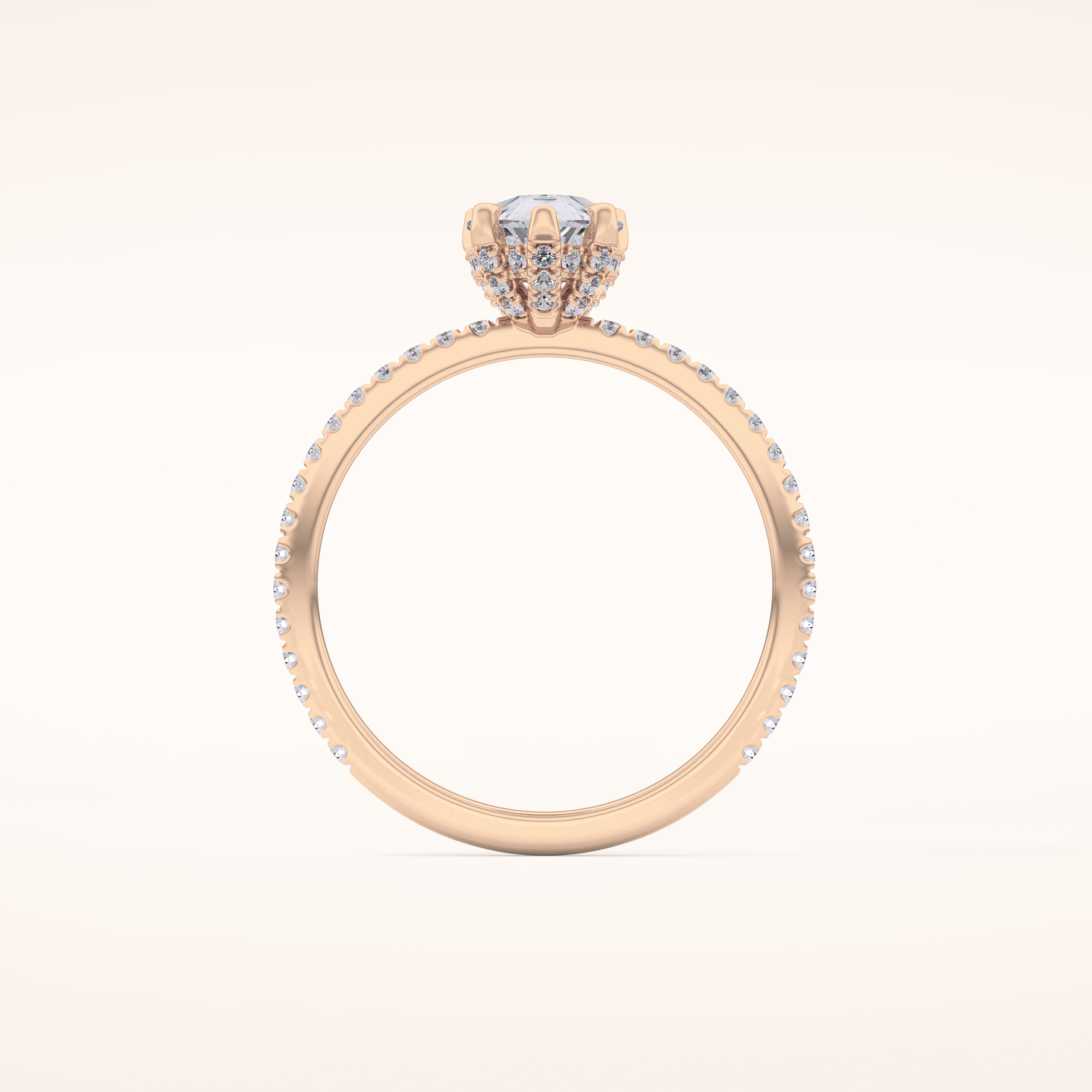 0.86 CT Pear Shaped Hidden Halo & Pave Moissanite Engagement Ring