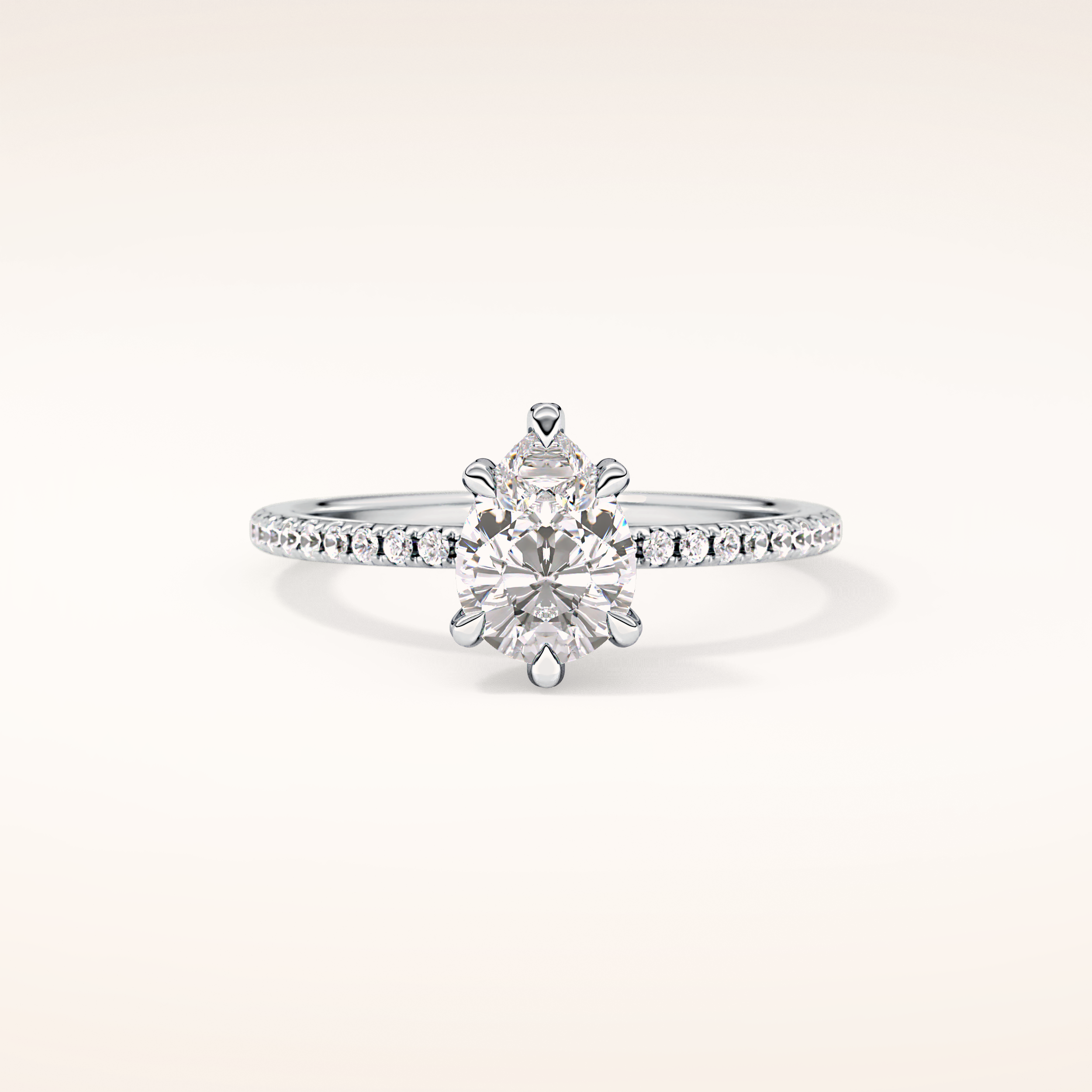0.86 CT Pear Shaped Hidden Halo & Pave Moissanite Engagement Ring