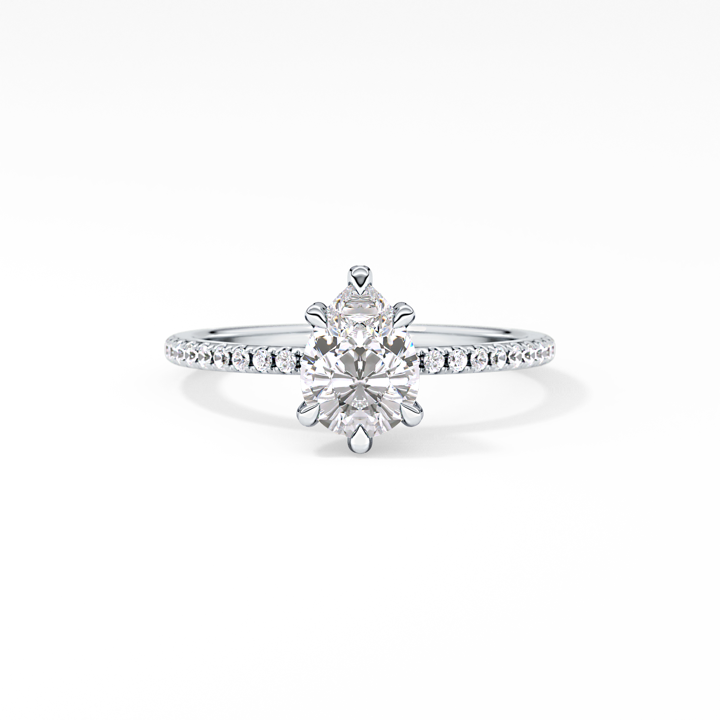 Pear Hidden Halo & Pave Lab Grown Diamond Engagement Ring