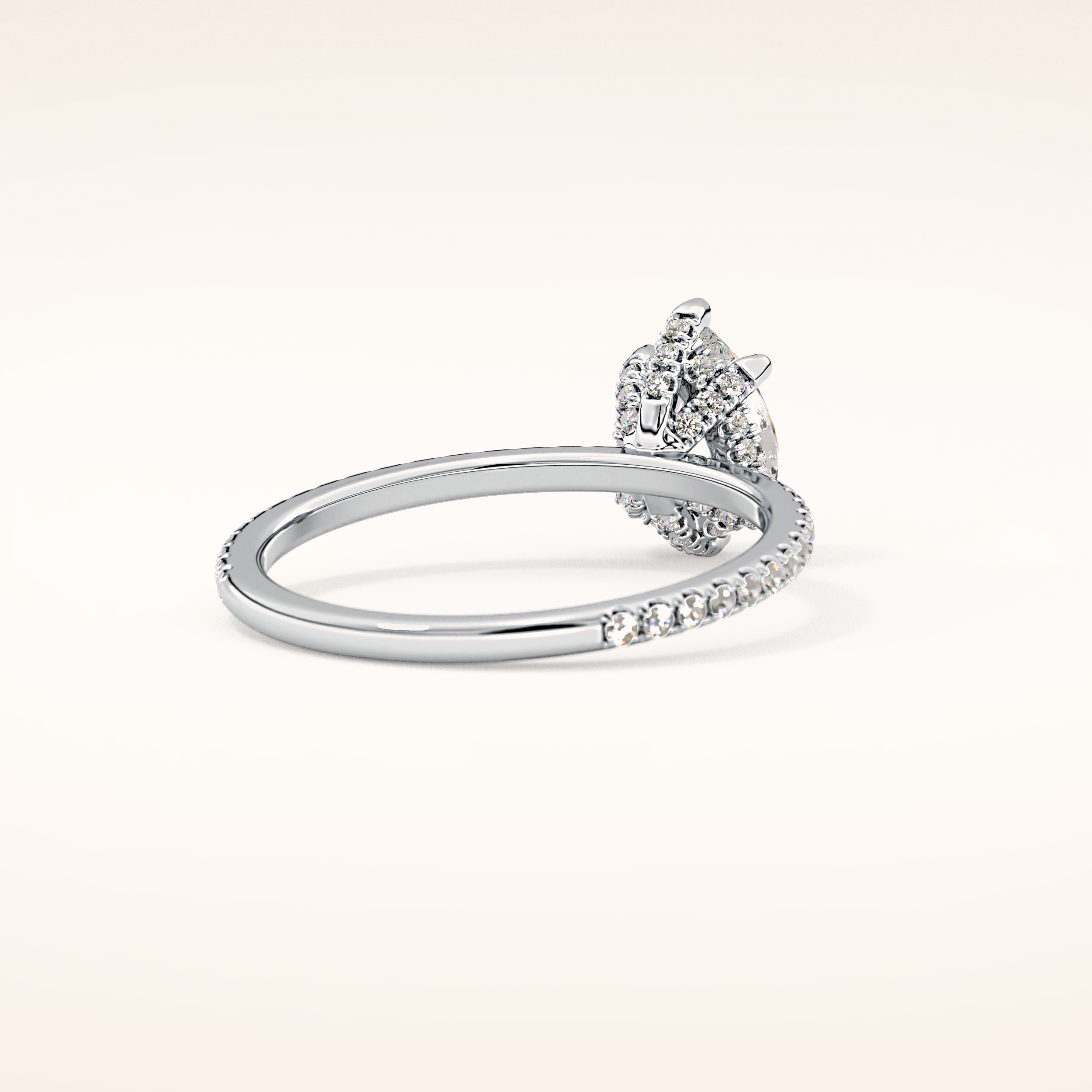 0.86 CT Pear Shaped Hidden Halo & Pave Moissanite Engagement Ring